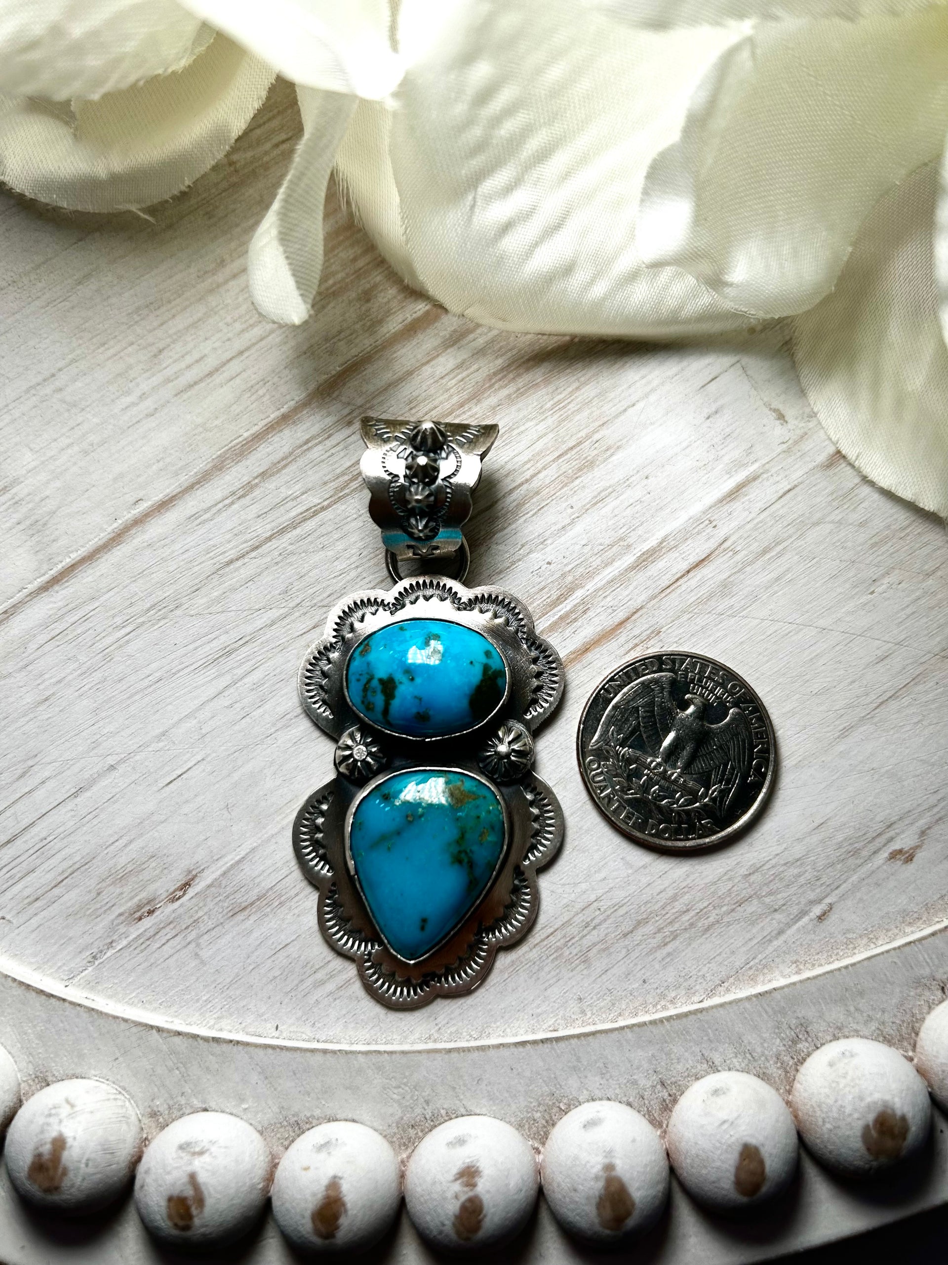 Delbert Secarero Kingman Turquoise & Sterling Silver Pendant