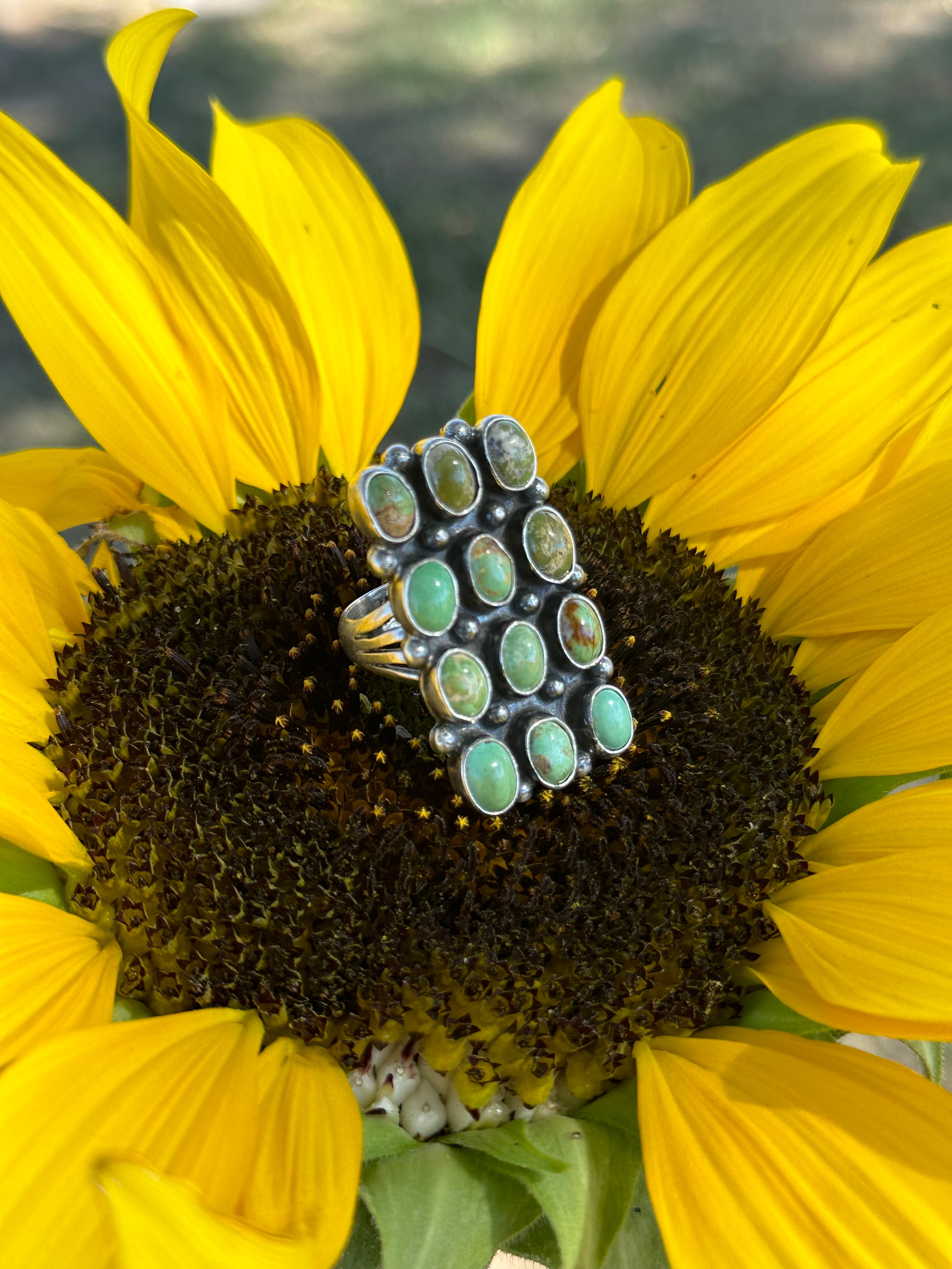 Jon Begay Royston Turquoise & Sterling Silver Cluster Ring