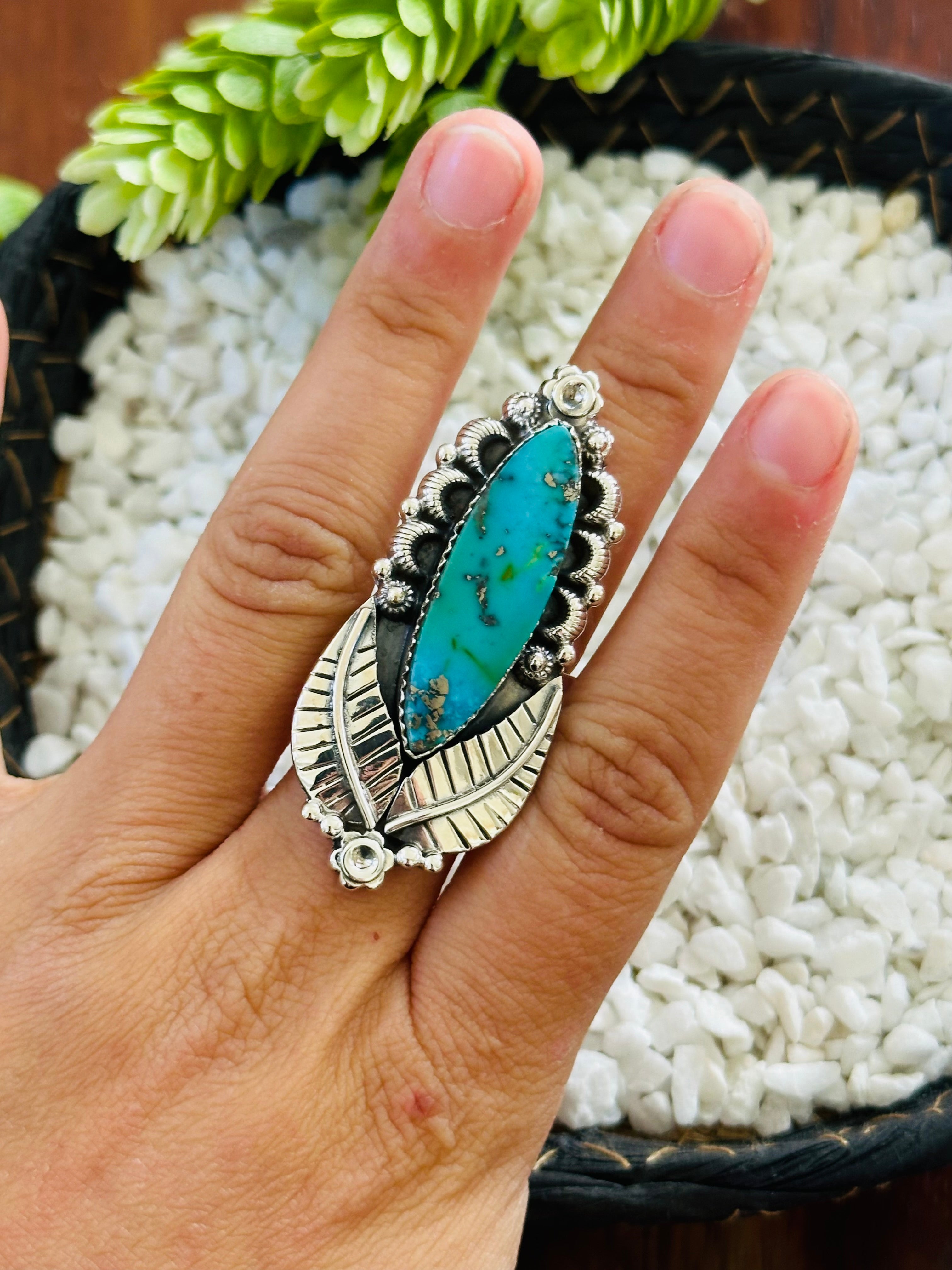 TTD “Retro” Kingman Turquoise & Sterling Silver Adjustable Ring