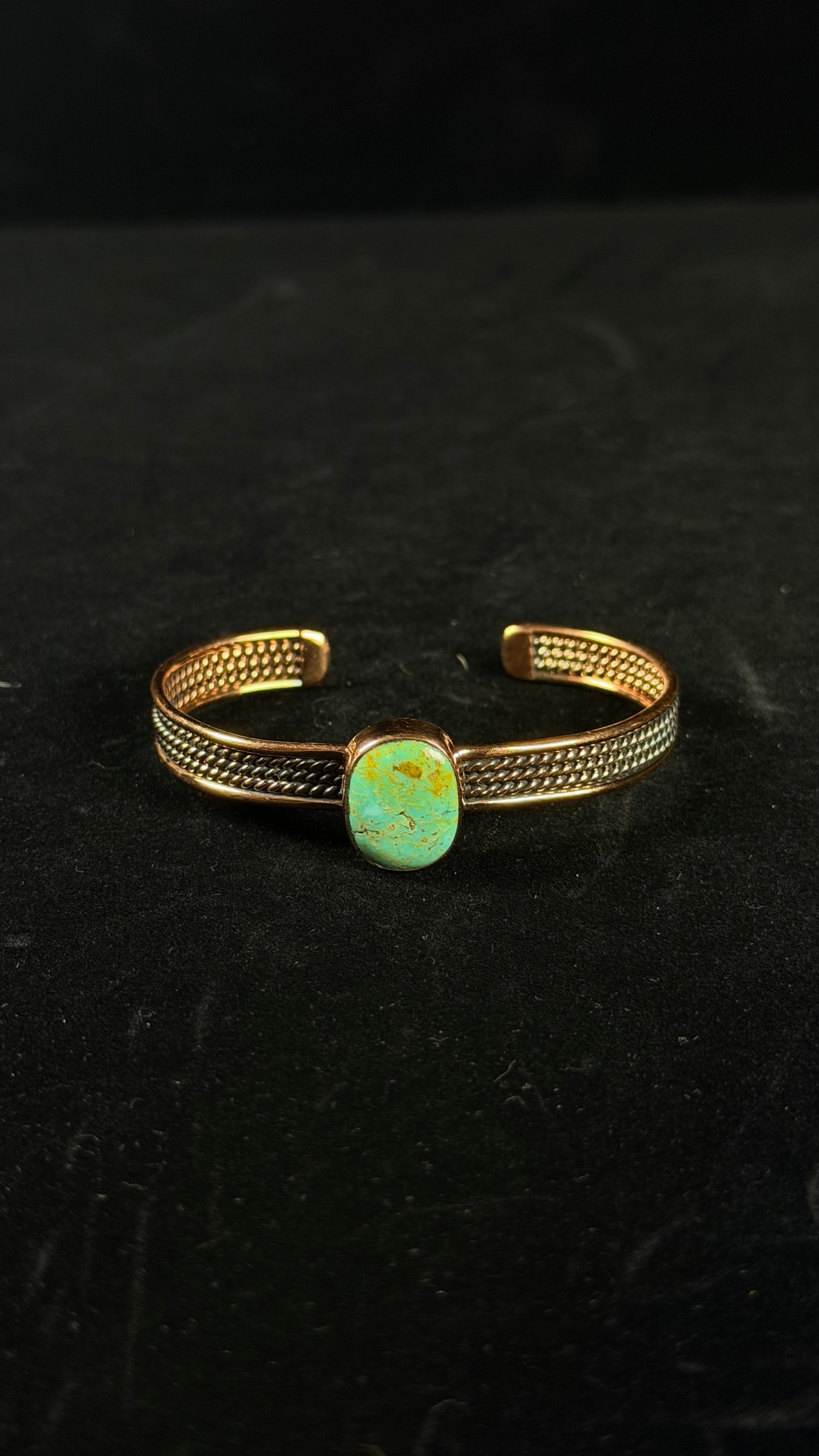 Navajo Made Kingman Turquoise & Copper Cuff Bracelet