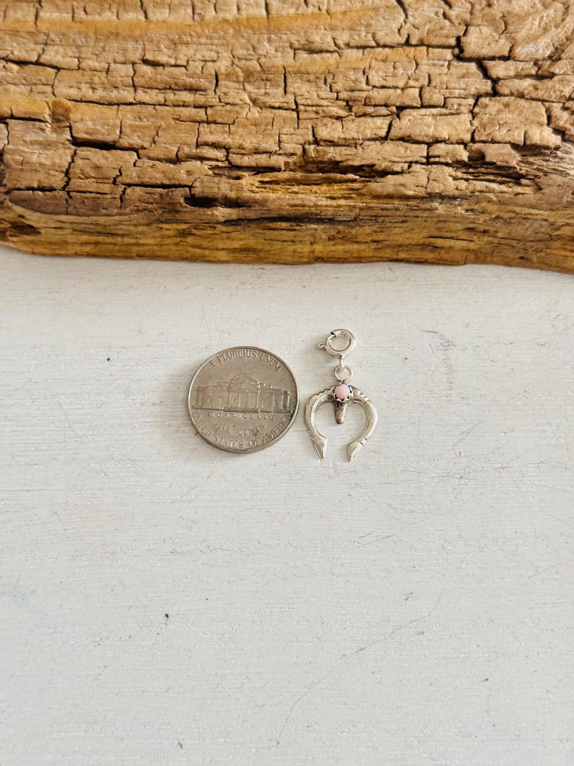 Navajo Made Pink Conch Sterling Silver Naja Cast Charms