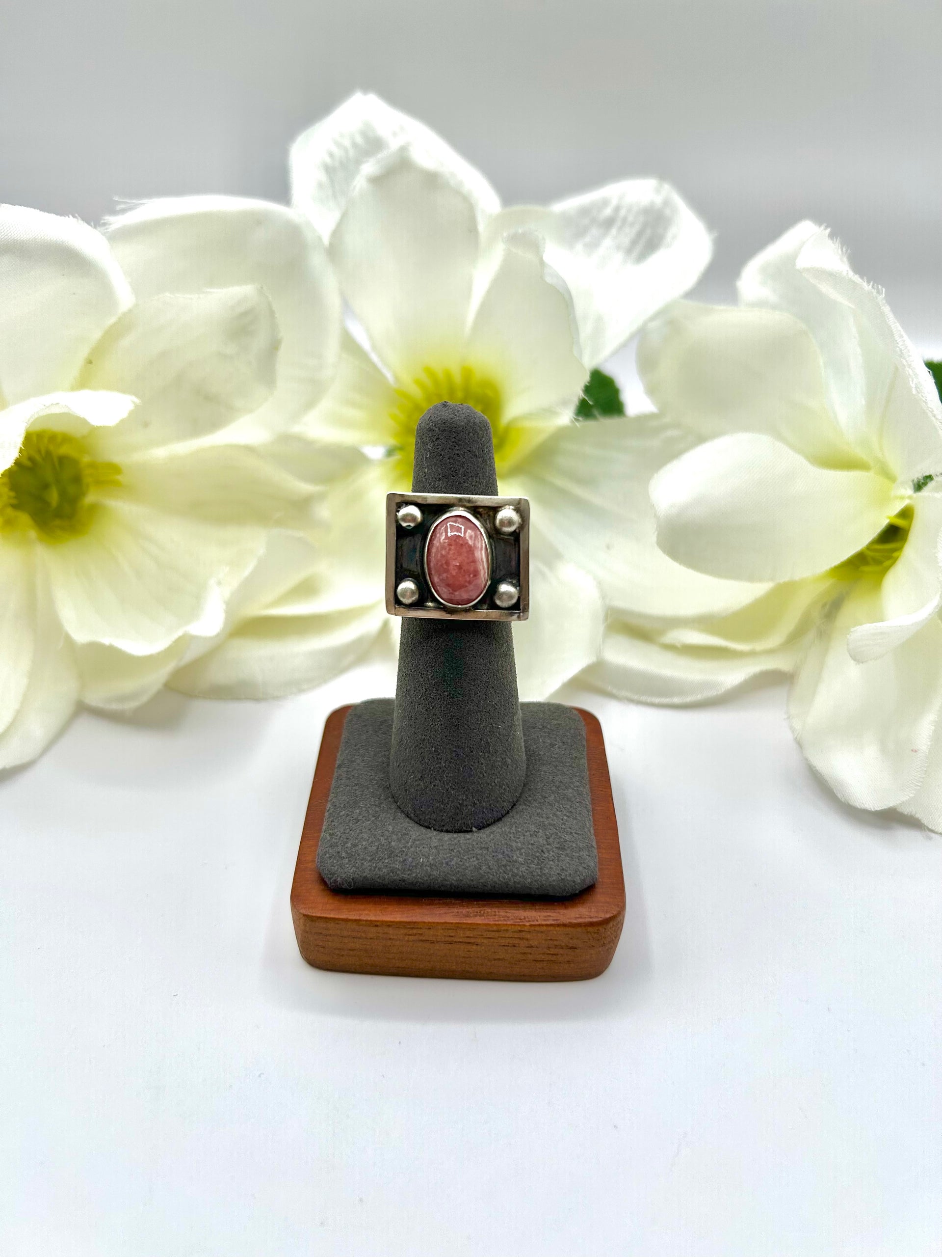 Kobe Martinez Rhodochrosite & Sterling Silver Ring Size 6