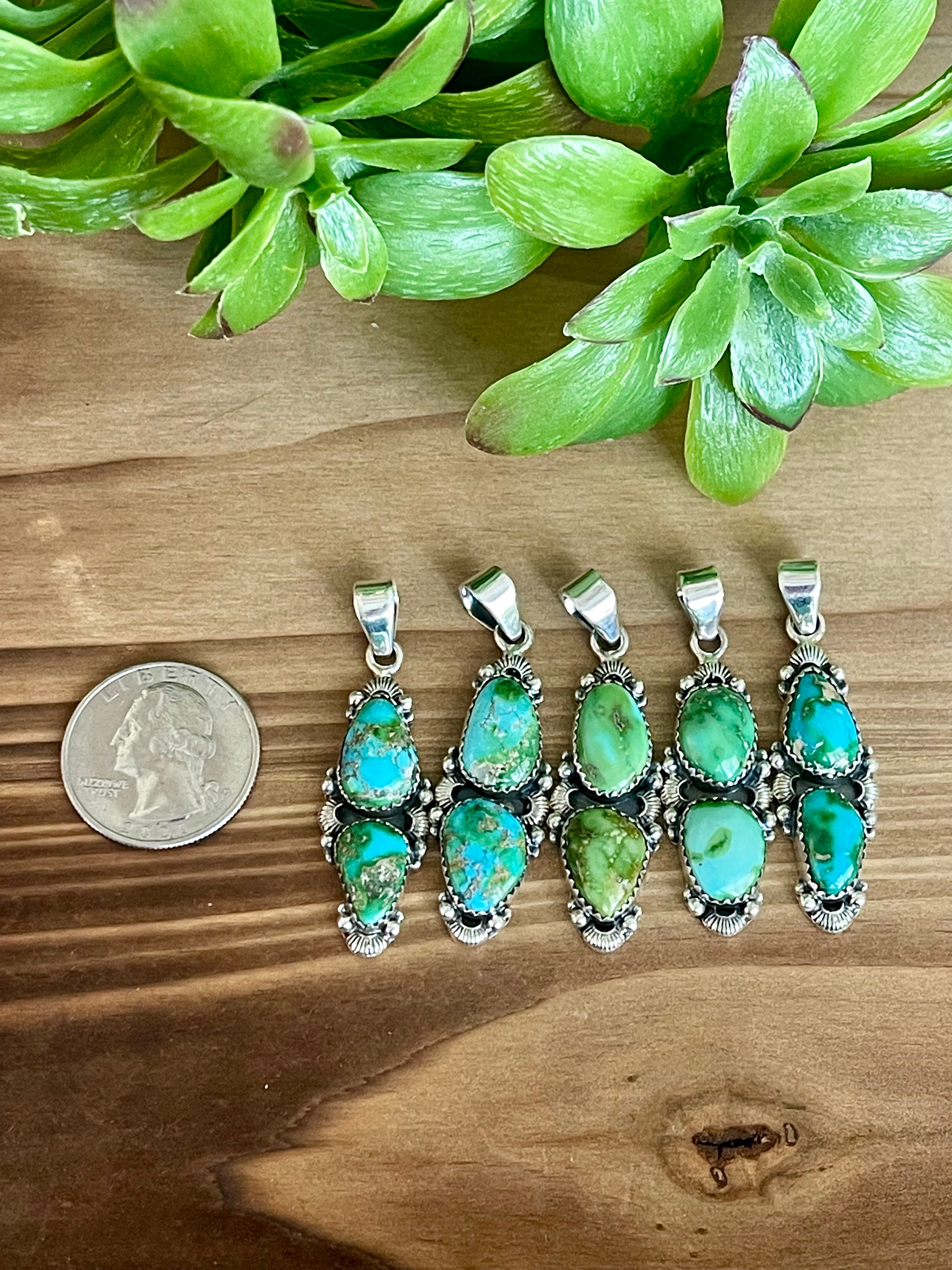 Southwest Handmade Sonoran Mountain Turquoise & Sterling Silver Pendant