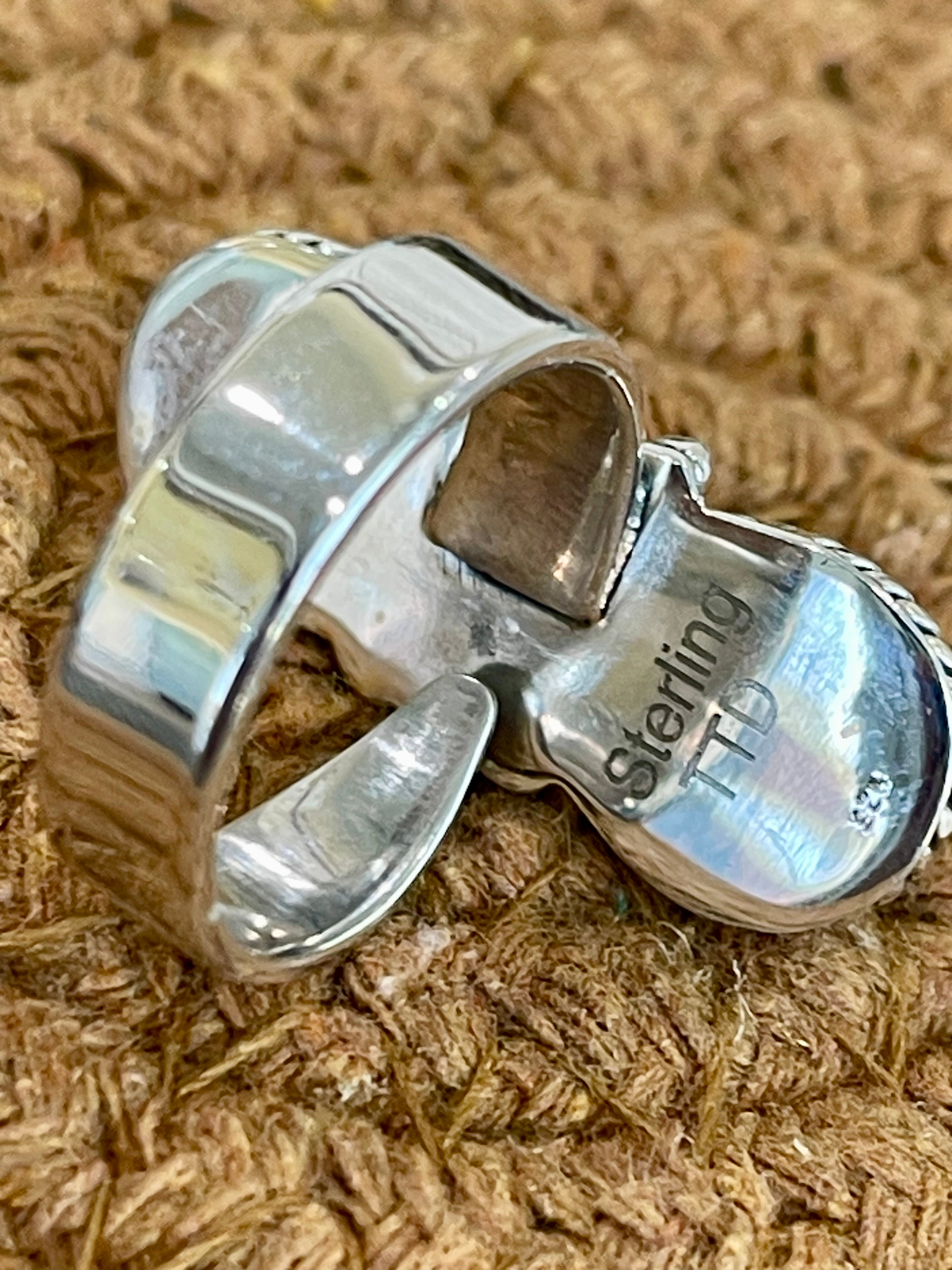 Southwest Handmade Multi Stone & Sterling Silver Adjustable Ring