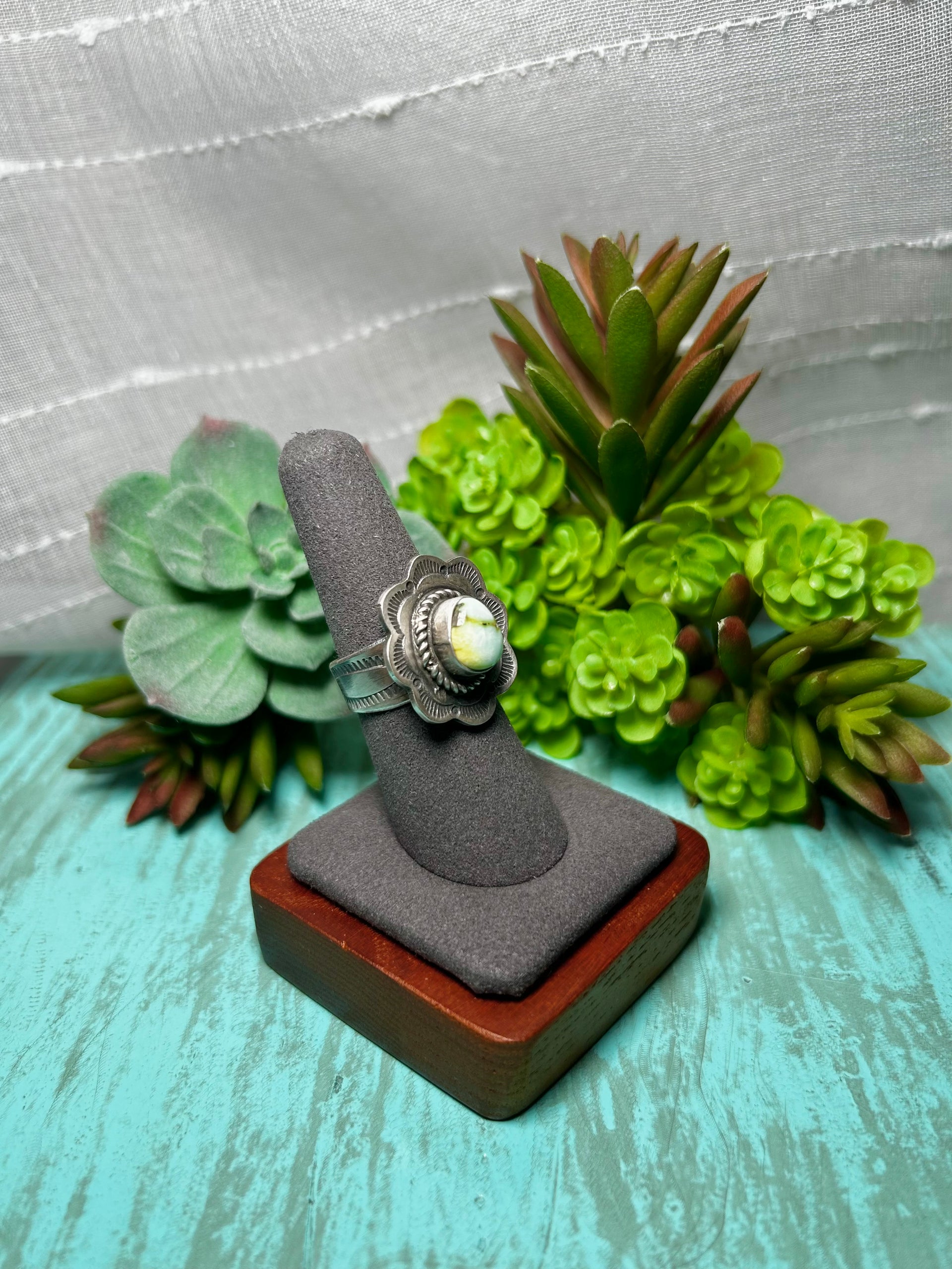 Tillie John Palomino Variscite & Sterling Sliver  Ring Size 7.25