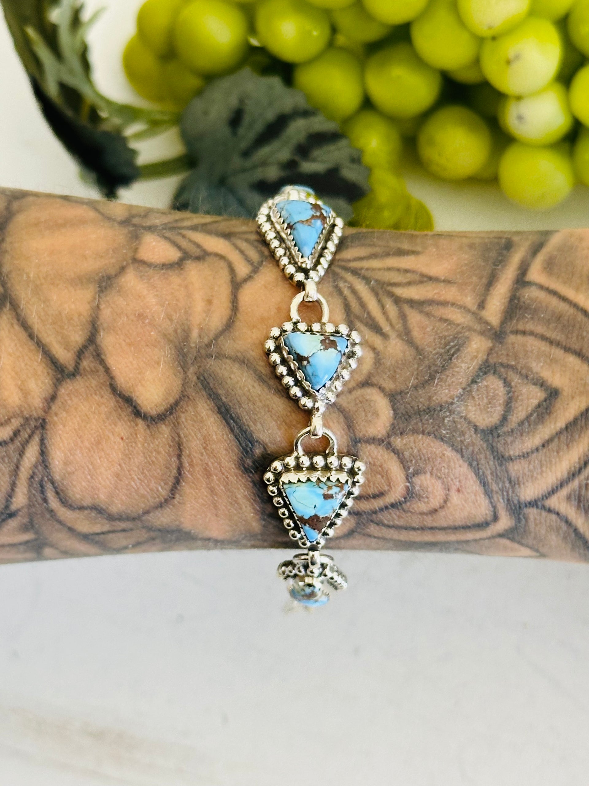 Southwest Made Golden Hills Turquoise & Sterling Silver Bracelet