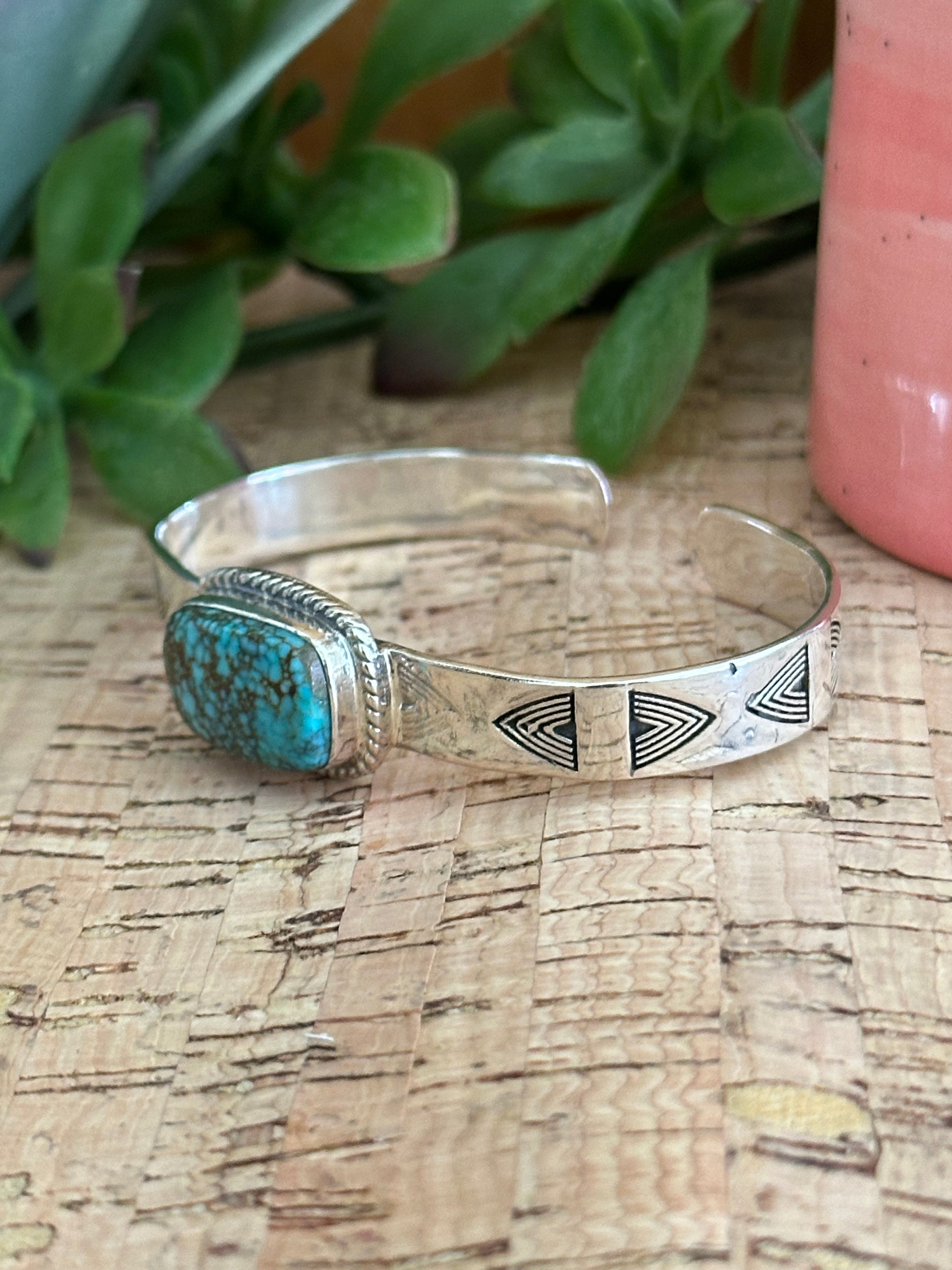 Southwest Made #8 Turquoise & Sterling Silver Cuff Bracelet