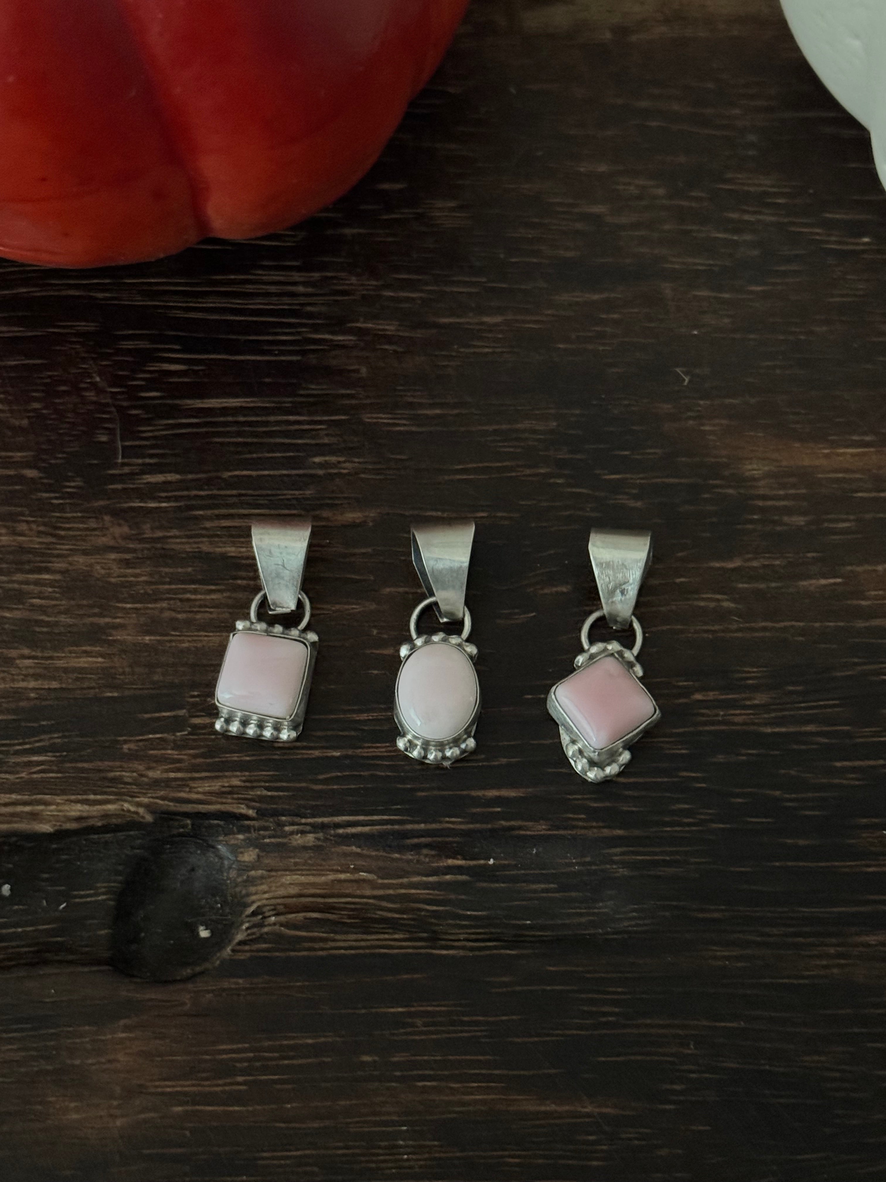 Navajo Made Pink Conch & Sterling Silver Pendant