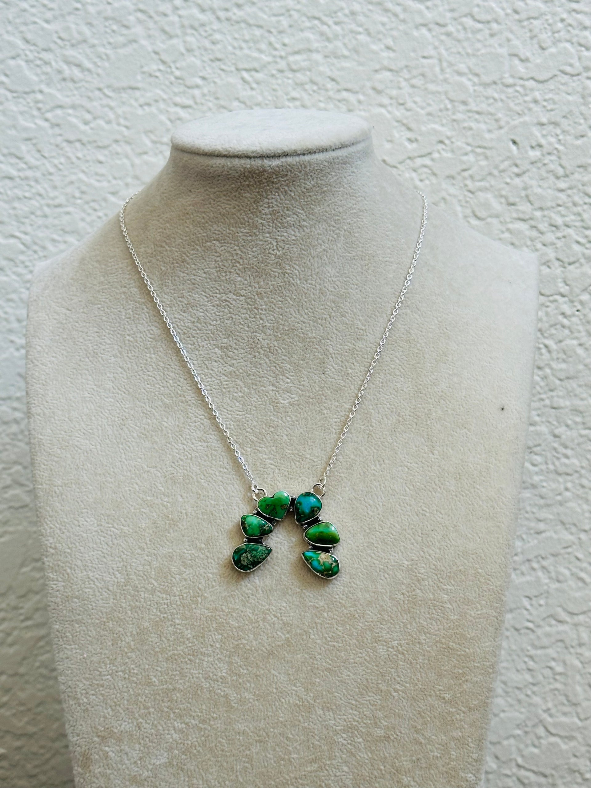 TTD “Chance” Sonoran Mountain Turquoise & Sterling Silver Cluster Naja Necklace