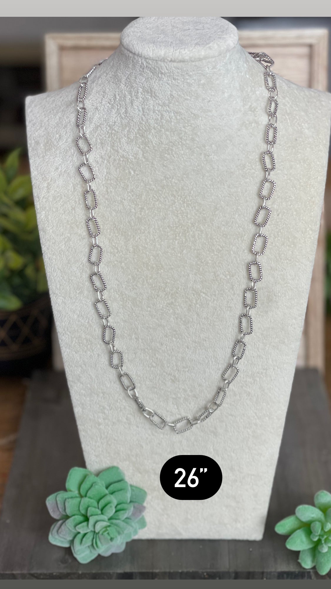 Southwest Handmade Sterling Silver 26 Inch Chain Necklace