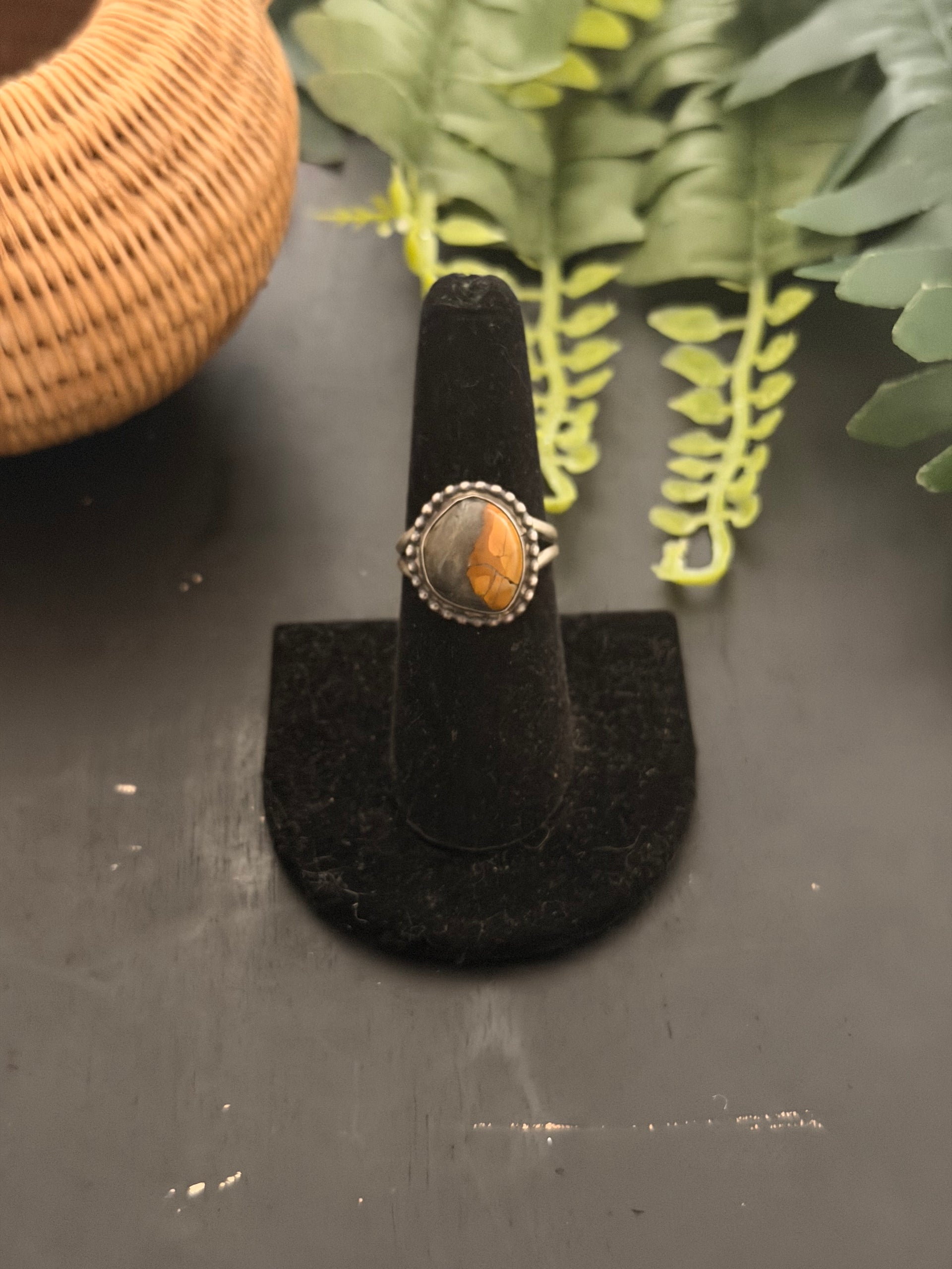 Navajo Made Hubei Turquoise & Sterling Silver Ring Size 7.25