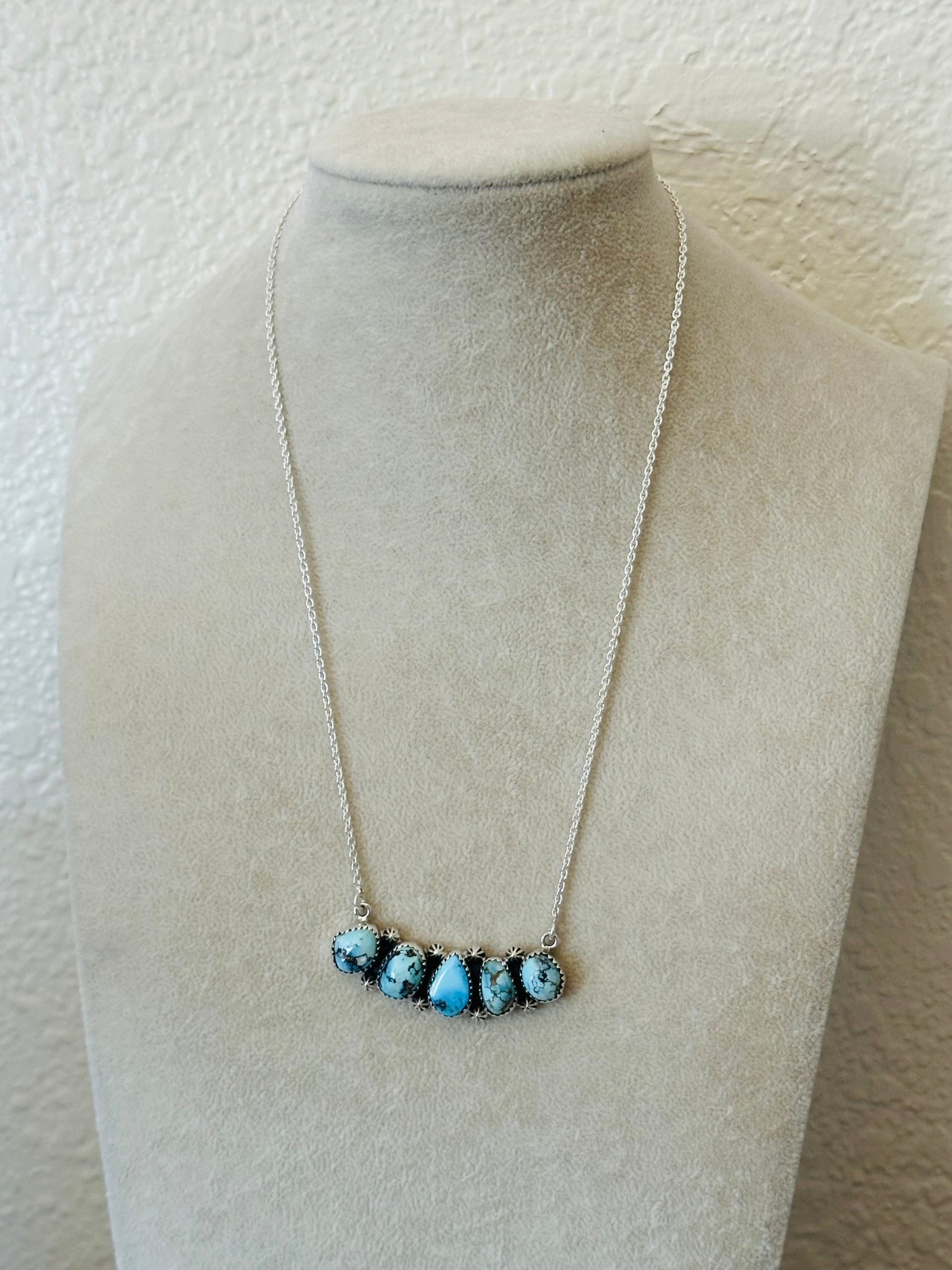 Southwest Handmade Golden Hills Turquoise & Sterling Silver Necklace