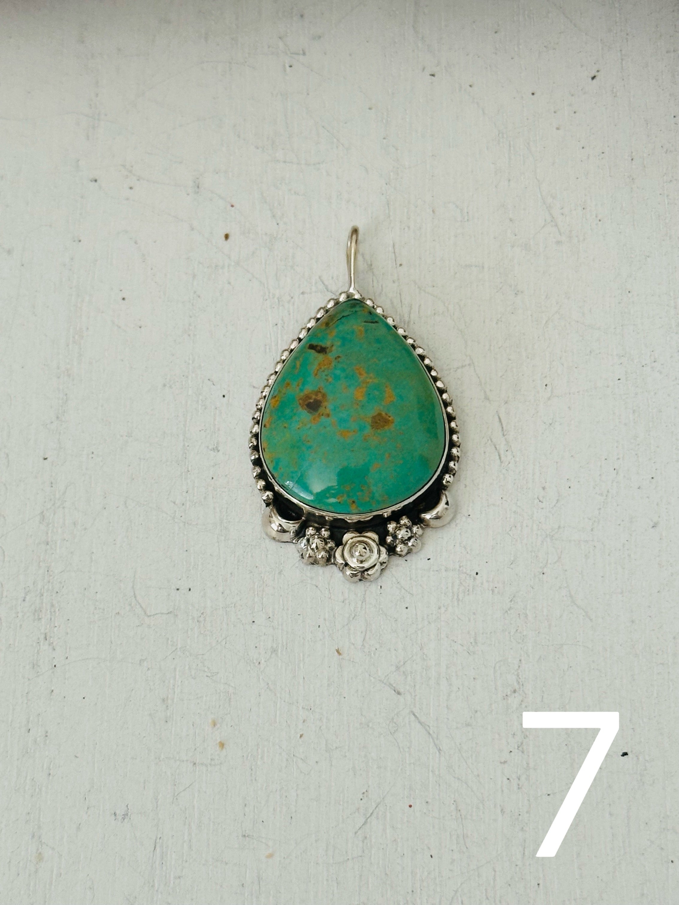 Southwest Handmade Kingman Turquoise & Sterling Silver Pendant