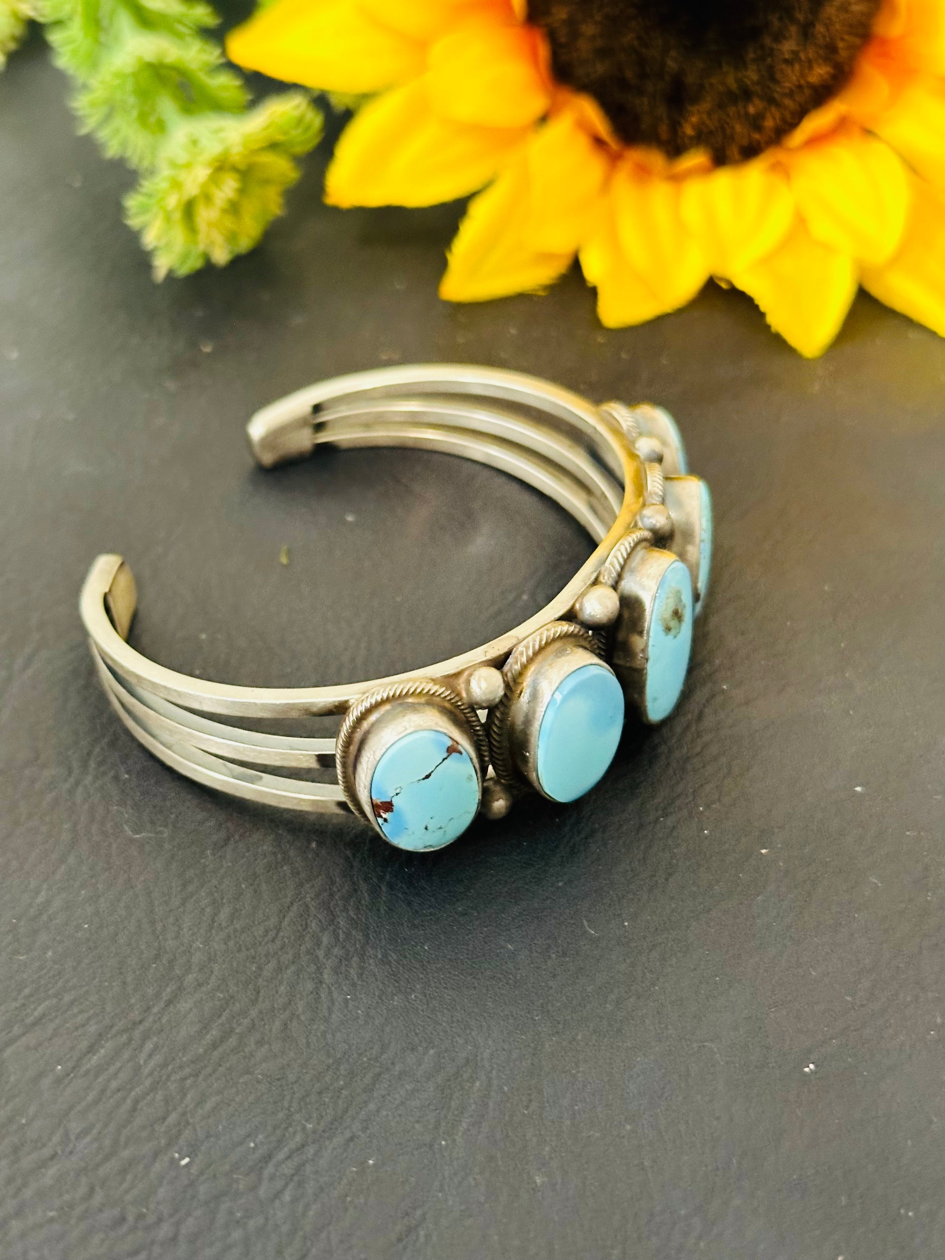 Kathleen Chavez Golden Hills Turquoise & Sterling Silver Cuff Bracelet