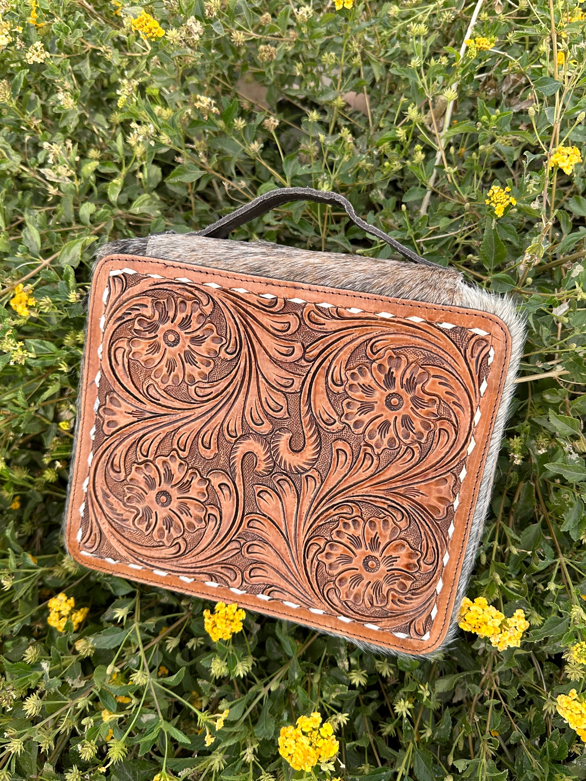 Genuine Leather Cowhide & Tooled Leather Jewelry Box