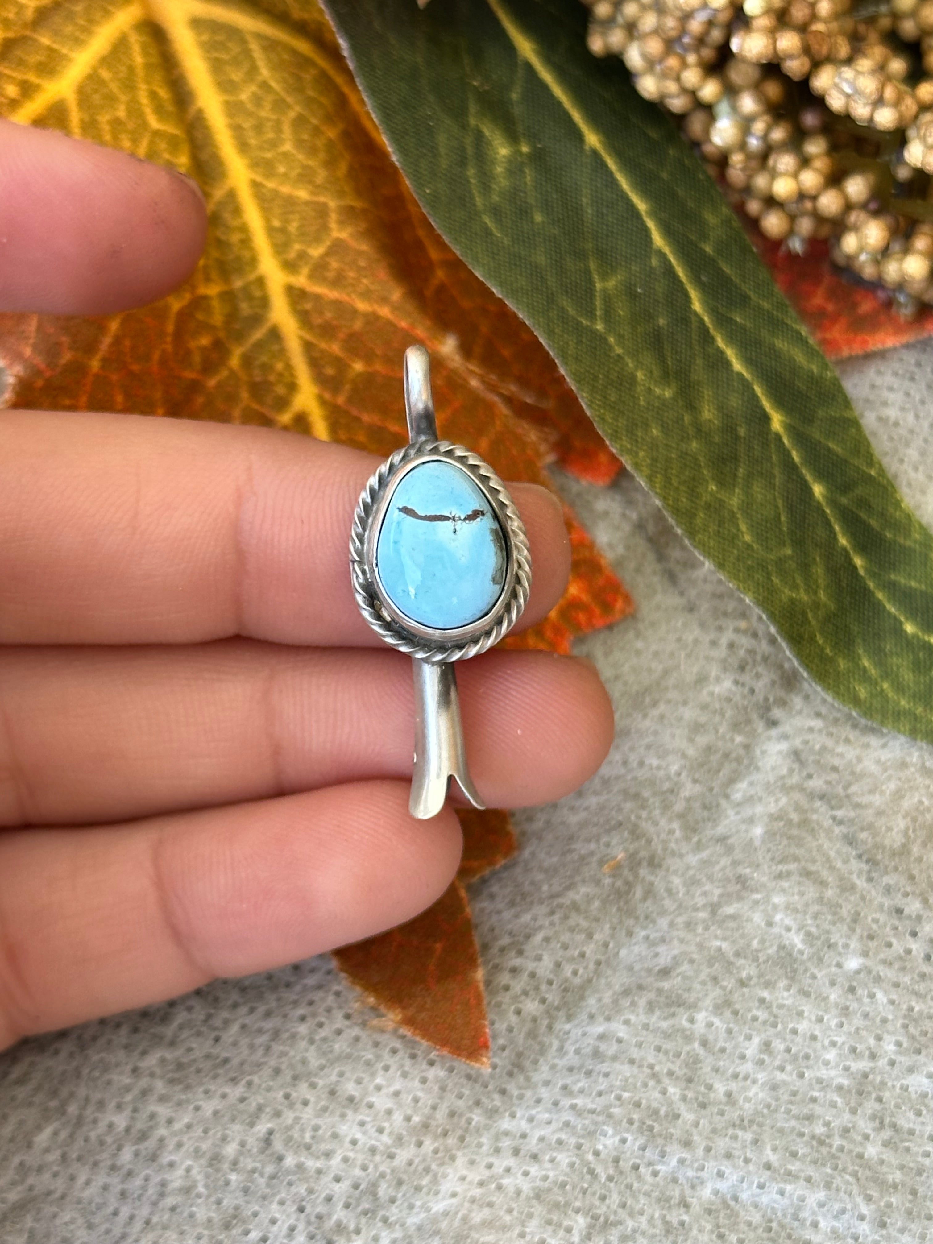 Navajo Made Golden Hills Turquoise & Sterling Silver Pendant