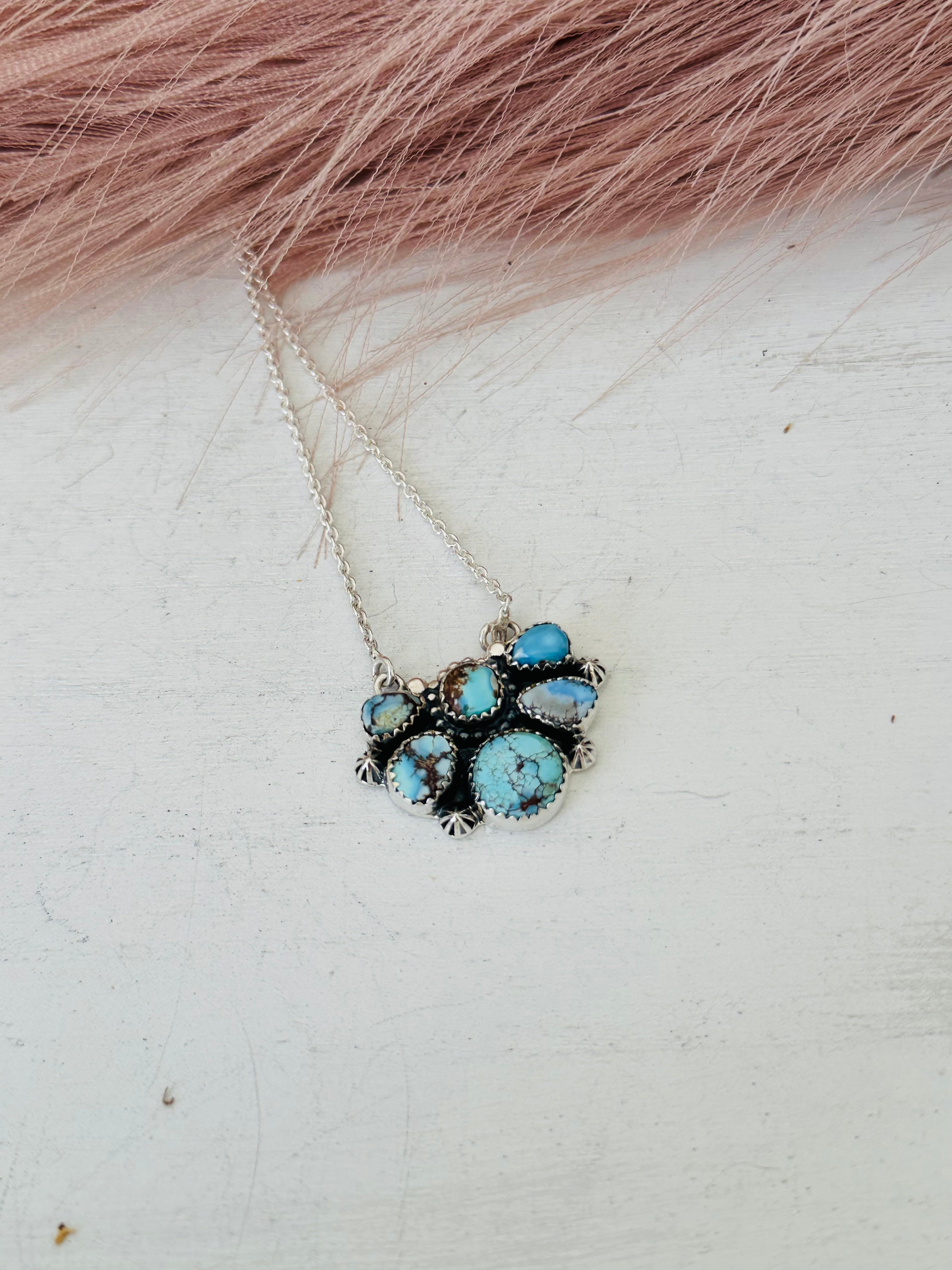 Southwest Handmade Golden Hills Turquoise & Sterling Silver Necklace