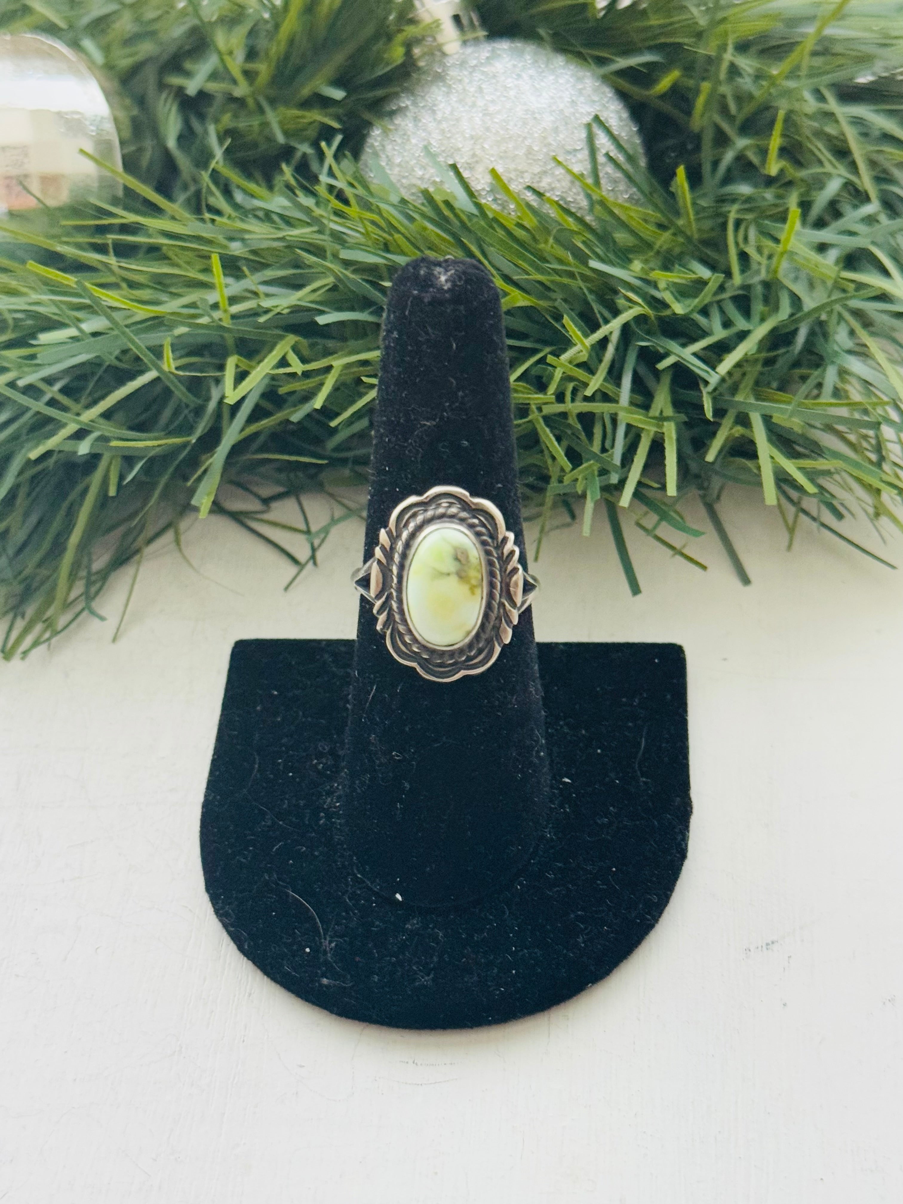 Navajo Handmade Palomino Variscite & Sterling Silver Rings