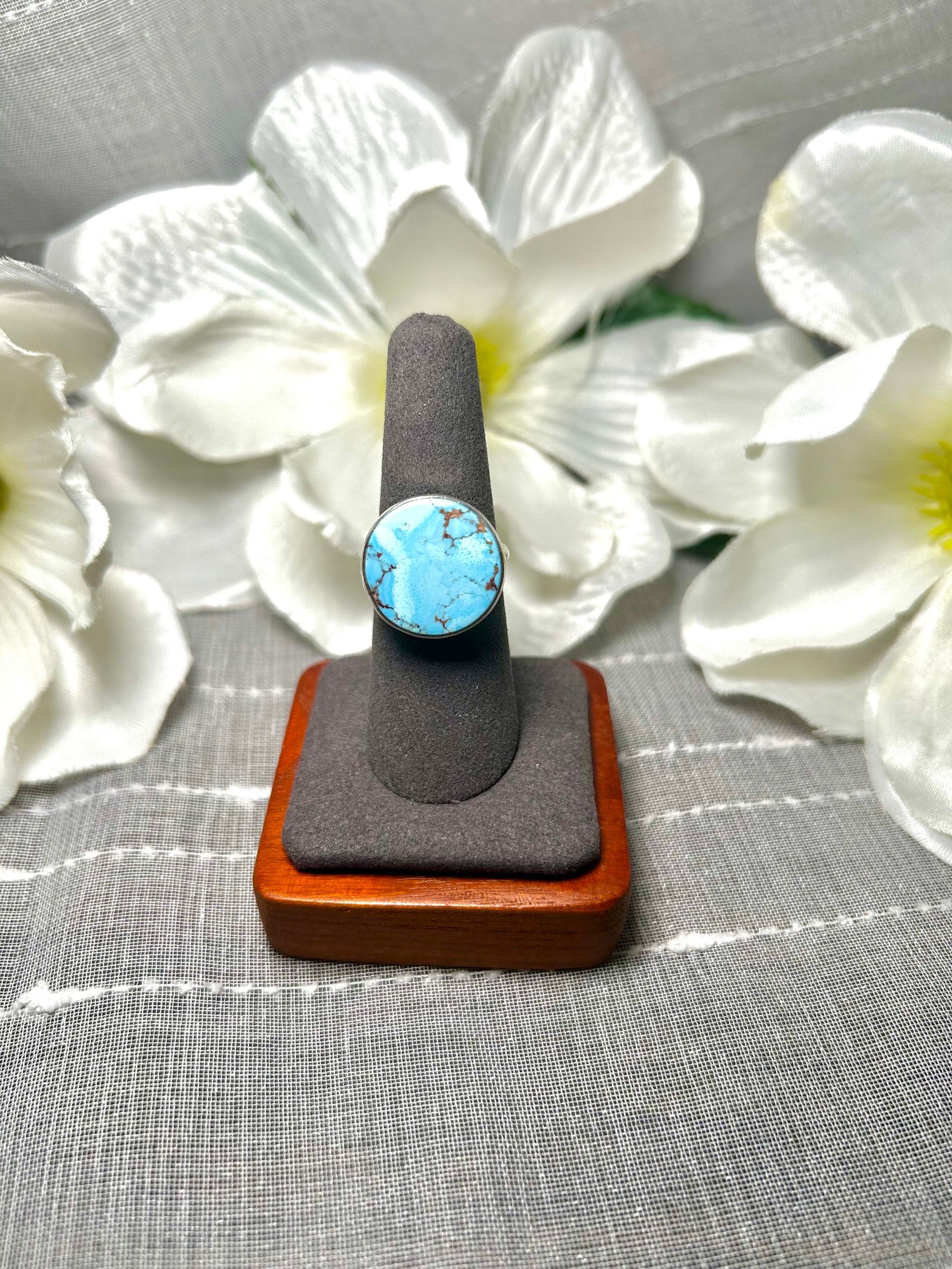 Carlos Francisco Golden Hill  Turquoise & Sterling Silver Ring Size 7