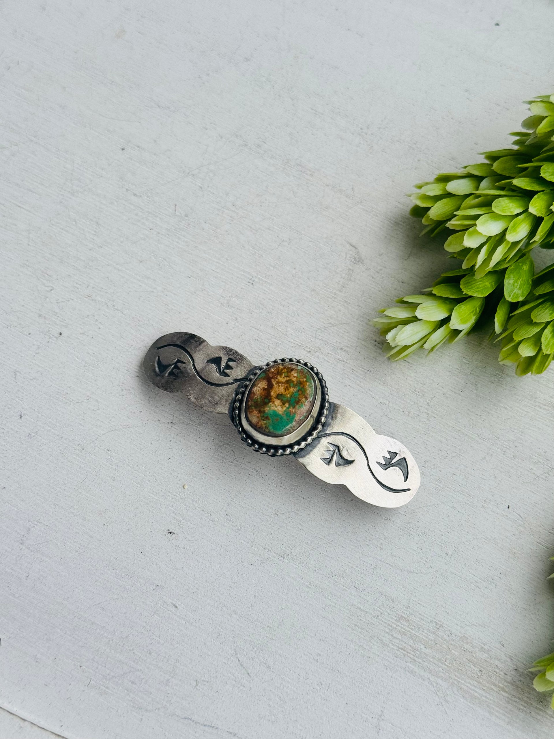 Danny Henio Royston Turquoise & Sterling Silver Hair Barrette