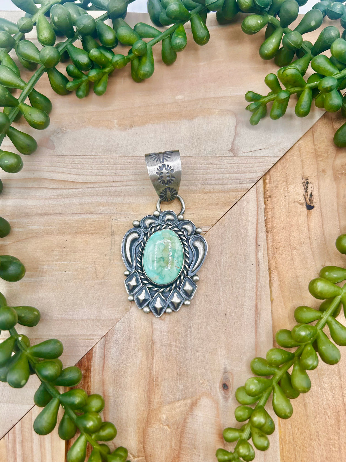 Jeff James Kingman Turquoise & Sterling Silver Pendant