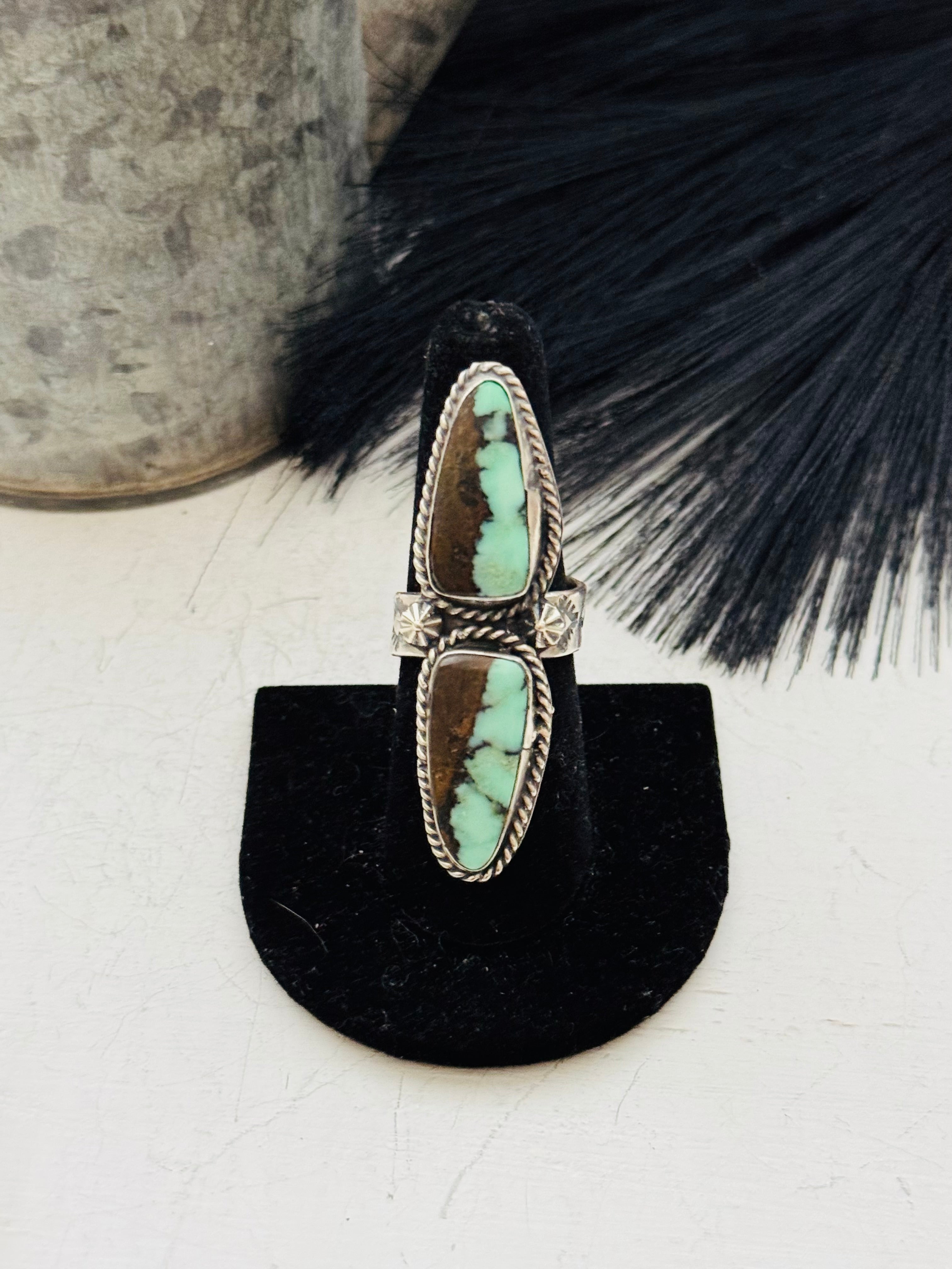 Navajo Made Variscite & Sterling Silver Ring Adjustable