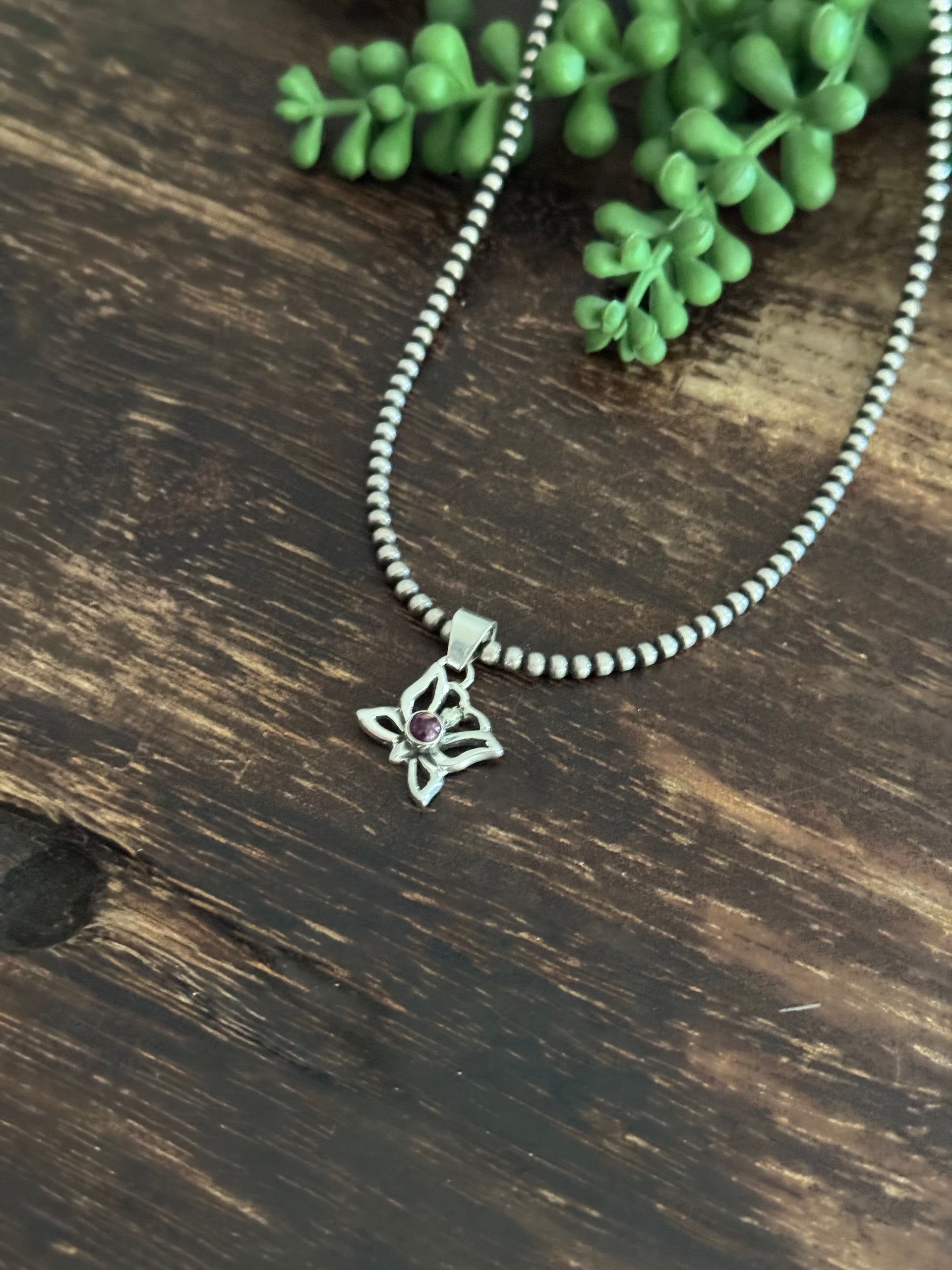 Navajo Made Purple Spiny Oyster & Sterling Silver Pendant