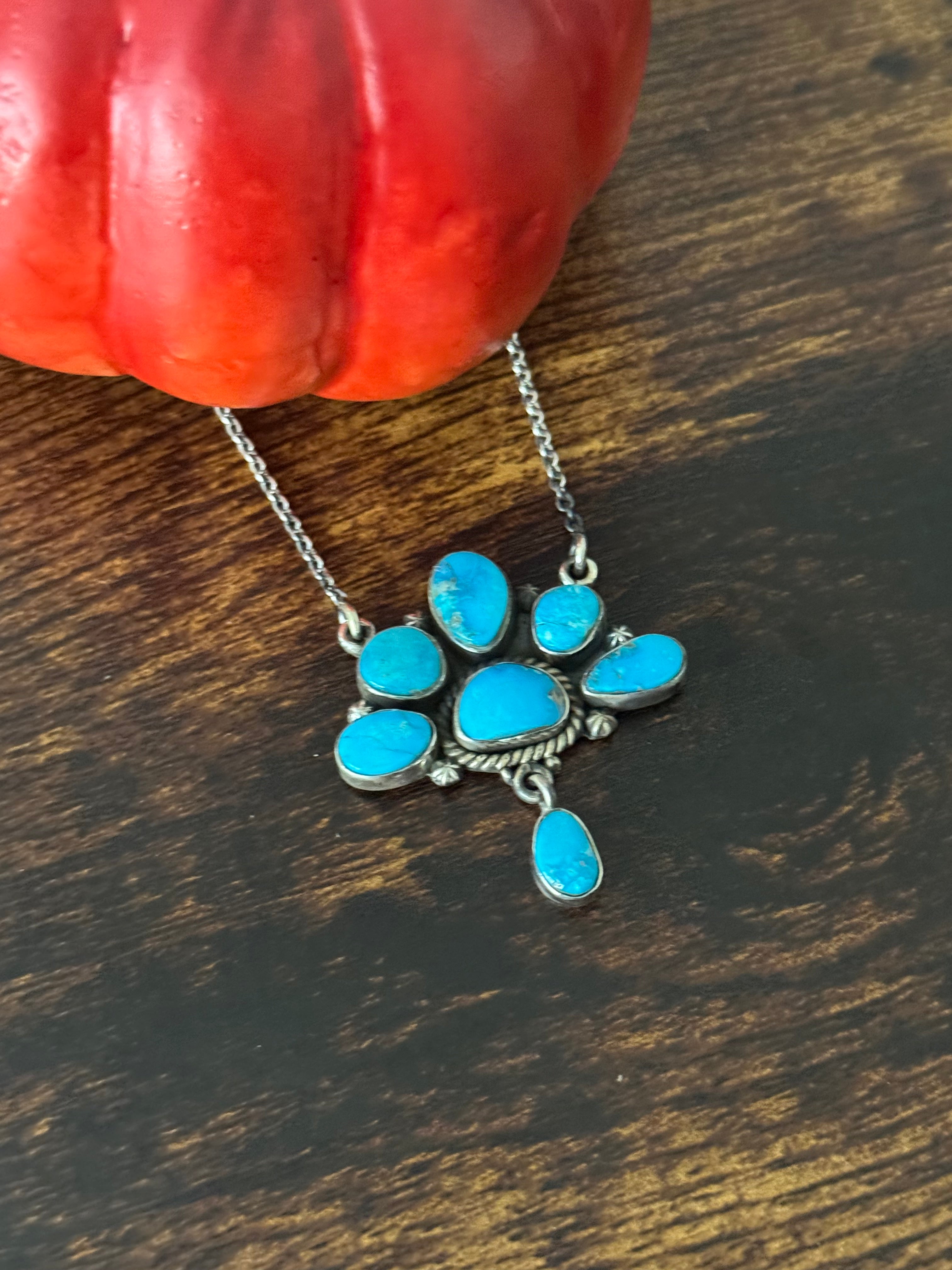 Southwest Valley Blue Turquoise & Sterling Silver Necklace