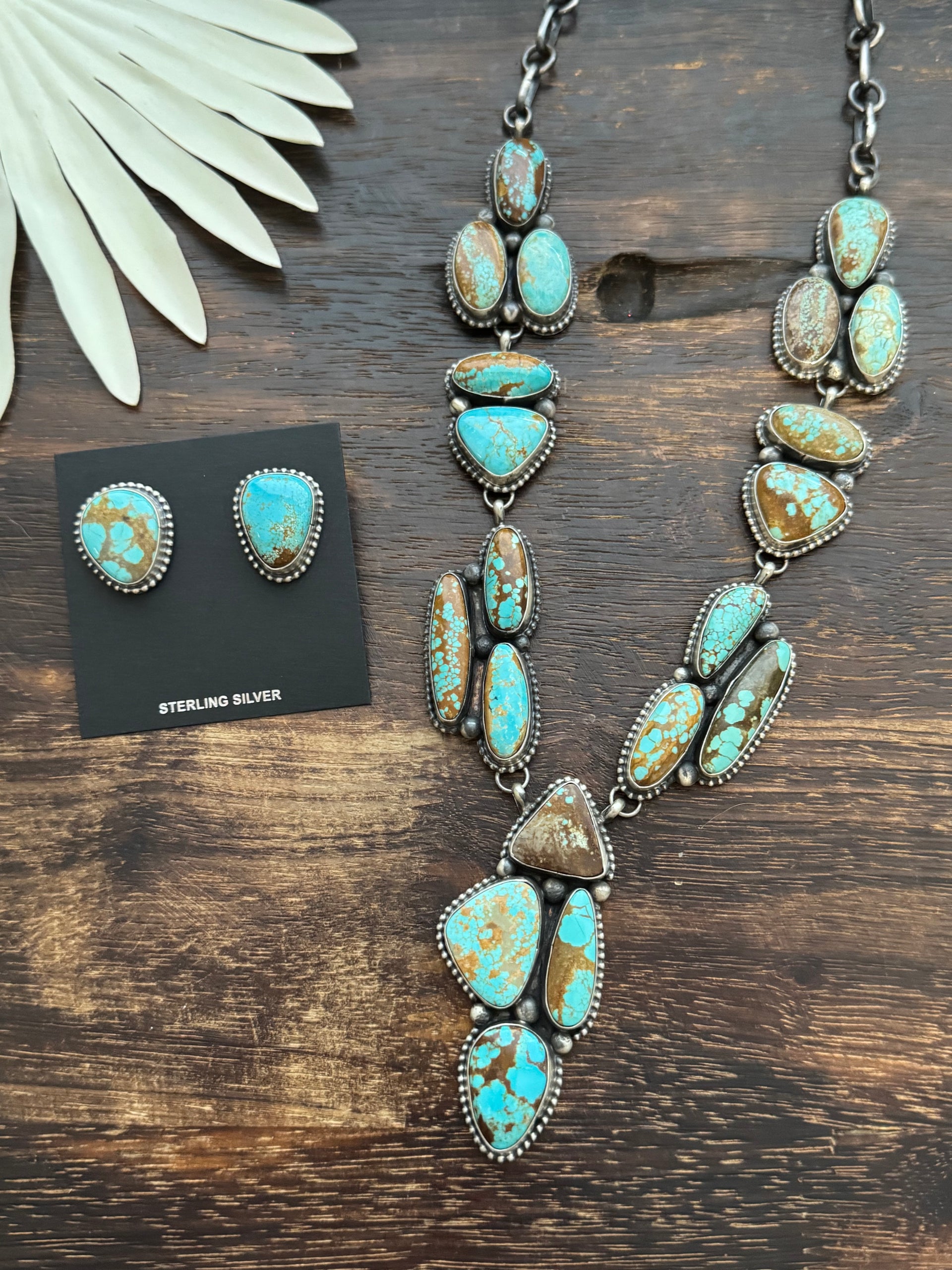 Sheila Becenti #8 Turquoise & Sterling Silver Necklace Set