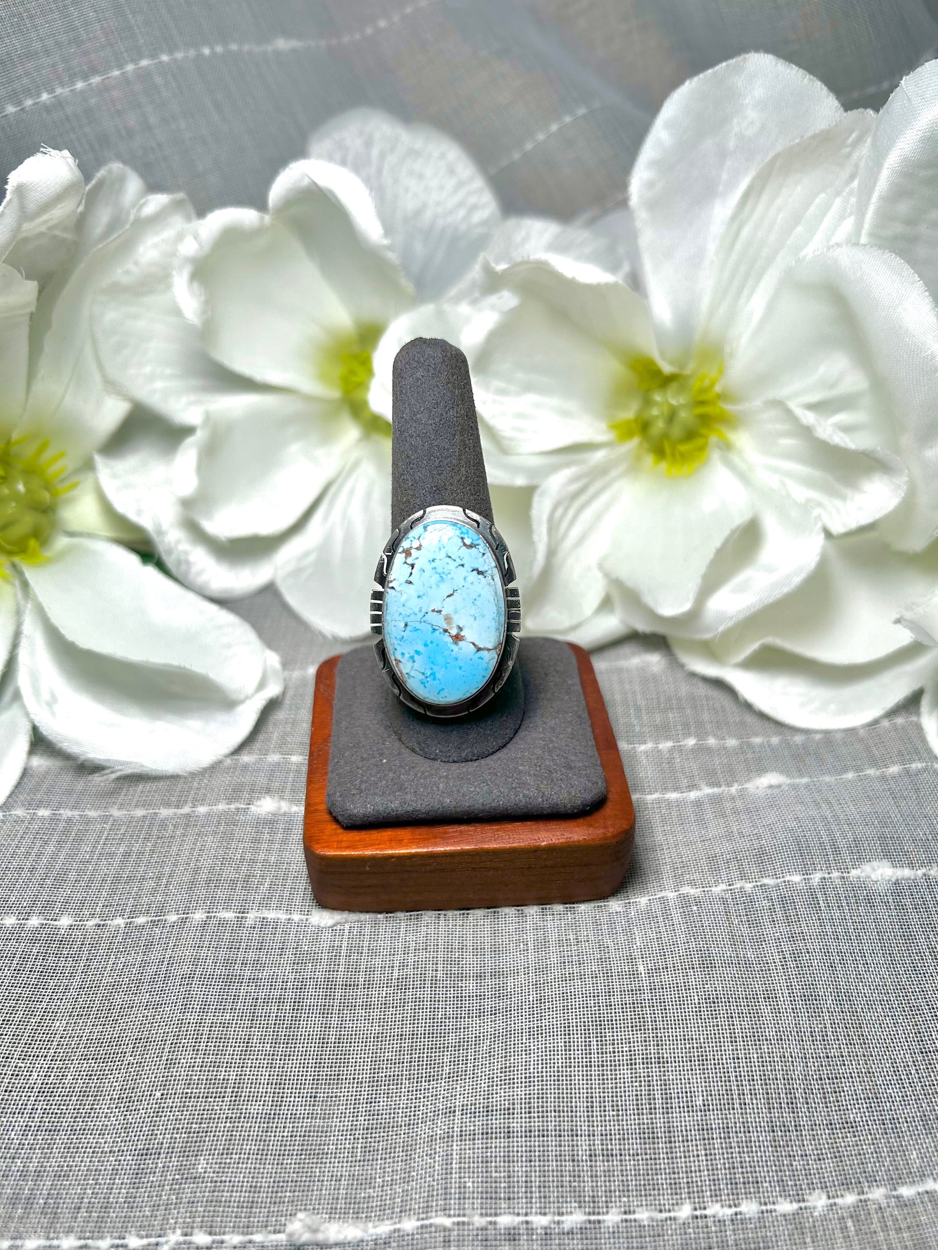 Dave Skeets Golden Hill Turquoise & Sterling Silver Ring Size 9.75