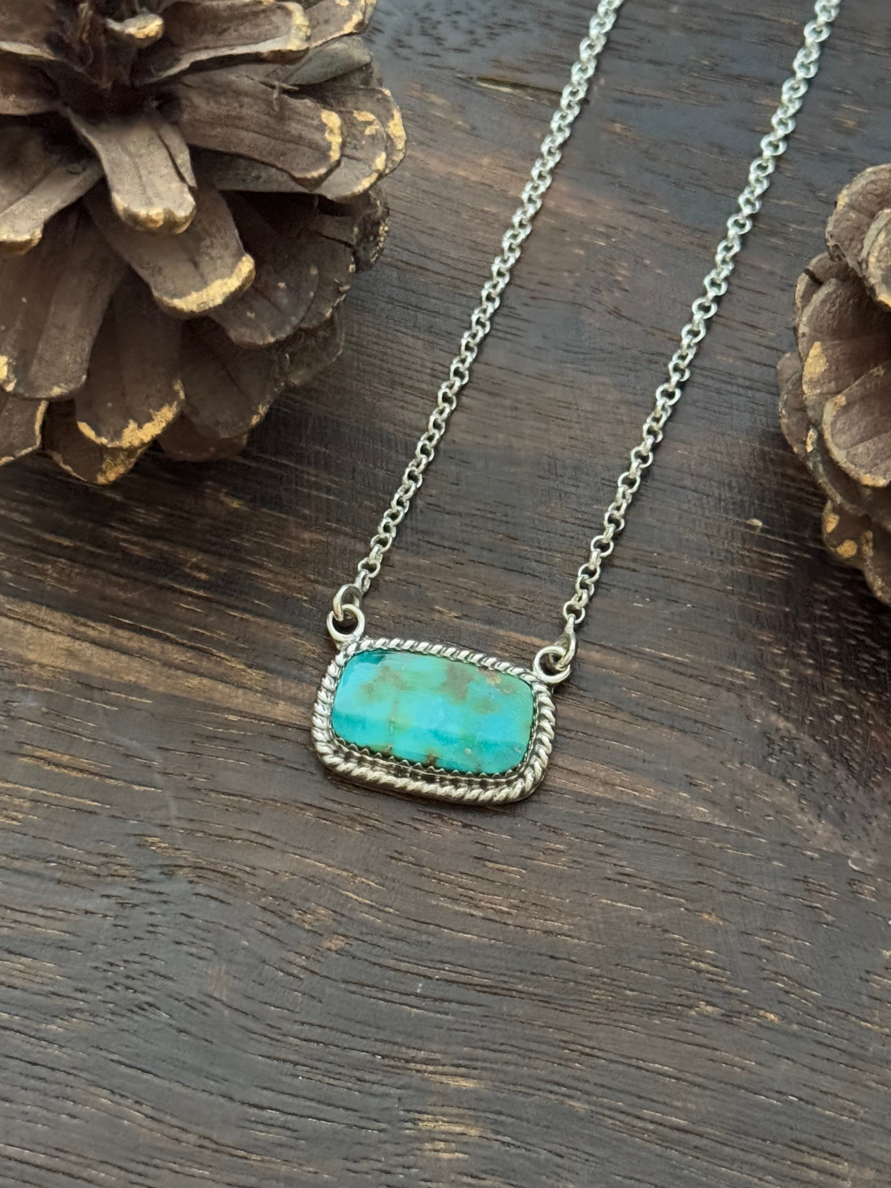 Southwest Sonoran Mountain Turquoise & Sterling Silver Bar Necklace