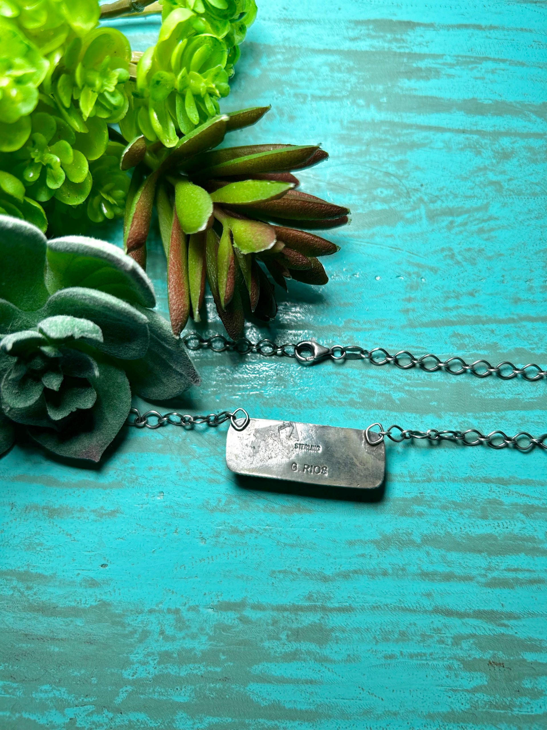 Navajo Made Rose Dahlia & Sterling Silver Necklace