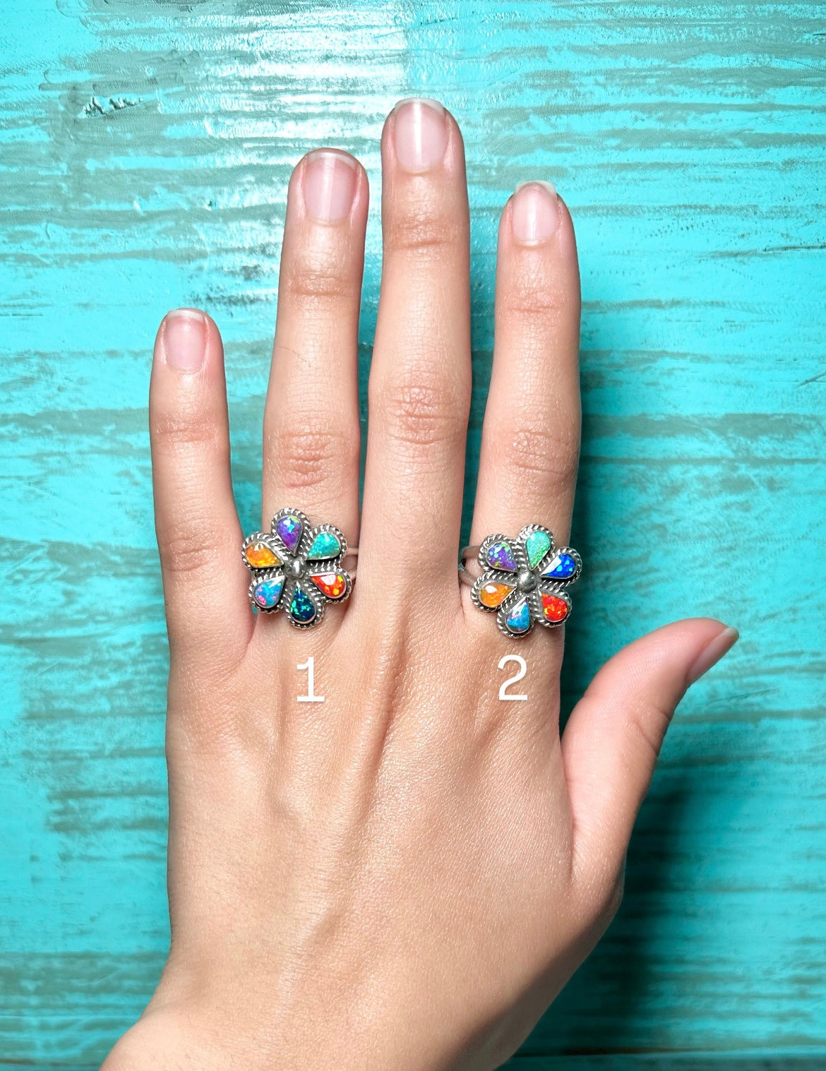 Zuni Made Opal & Sterling Silver Cluster Ring