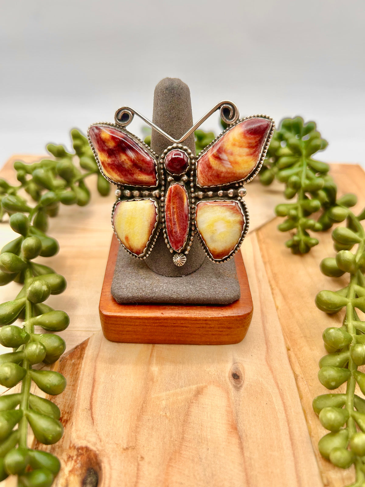 Navajo Made Spiny Oyster & Sterling Silver Adjustable Ring