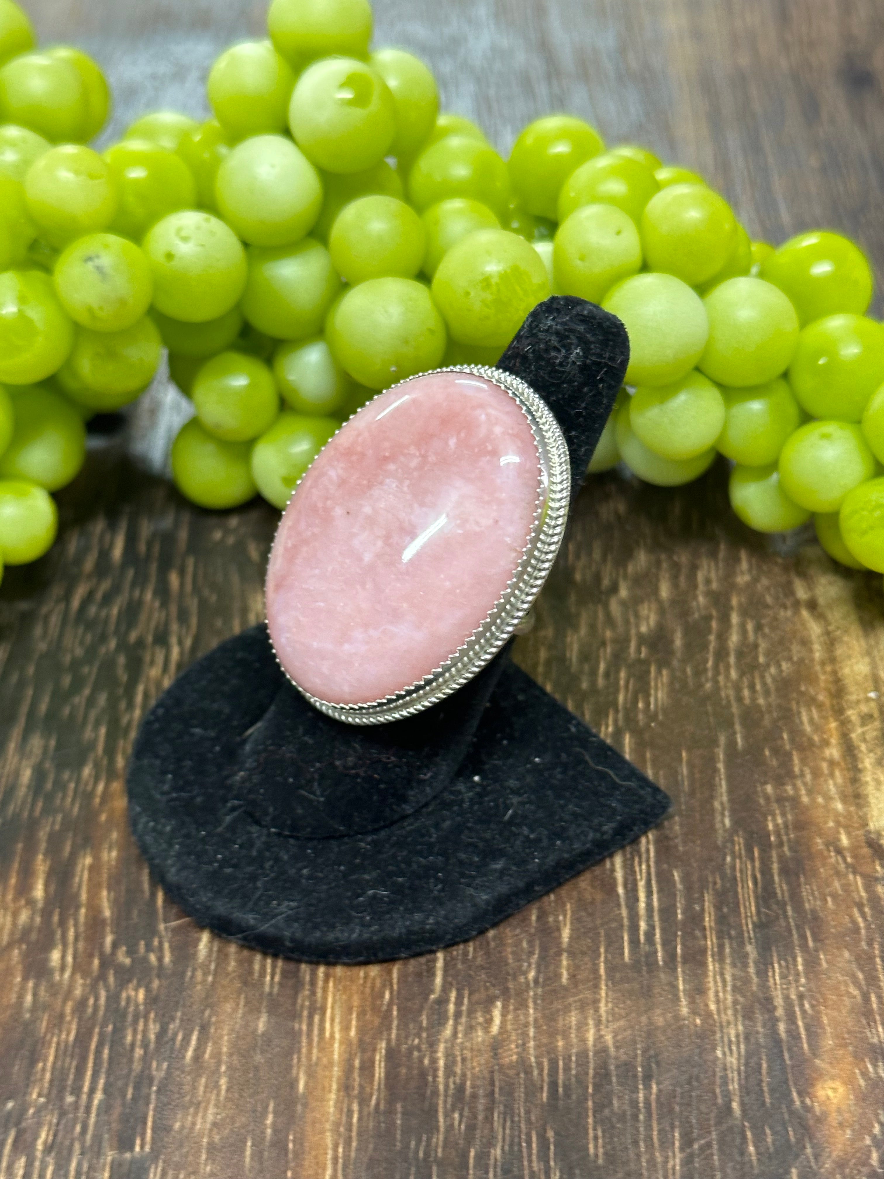Reda Galvan Pink Peruvian Opal & Sterling Silver Ring Size 8.25