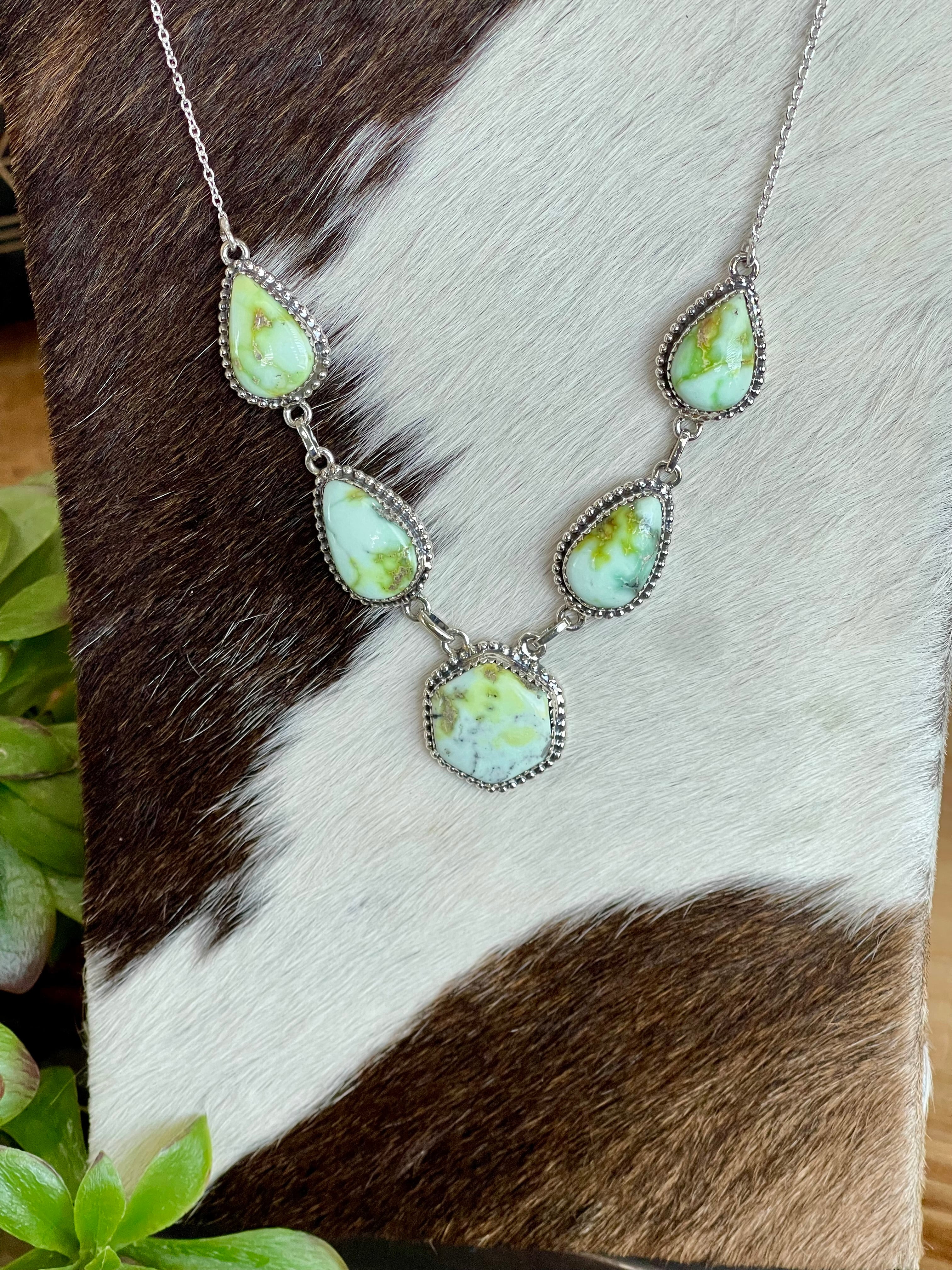 Southwest Palomino Variscite & Sterling Silver Necklace