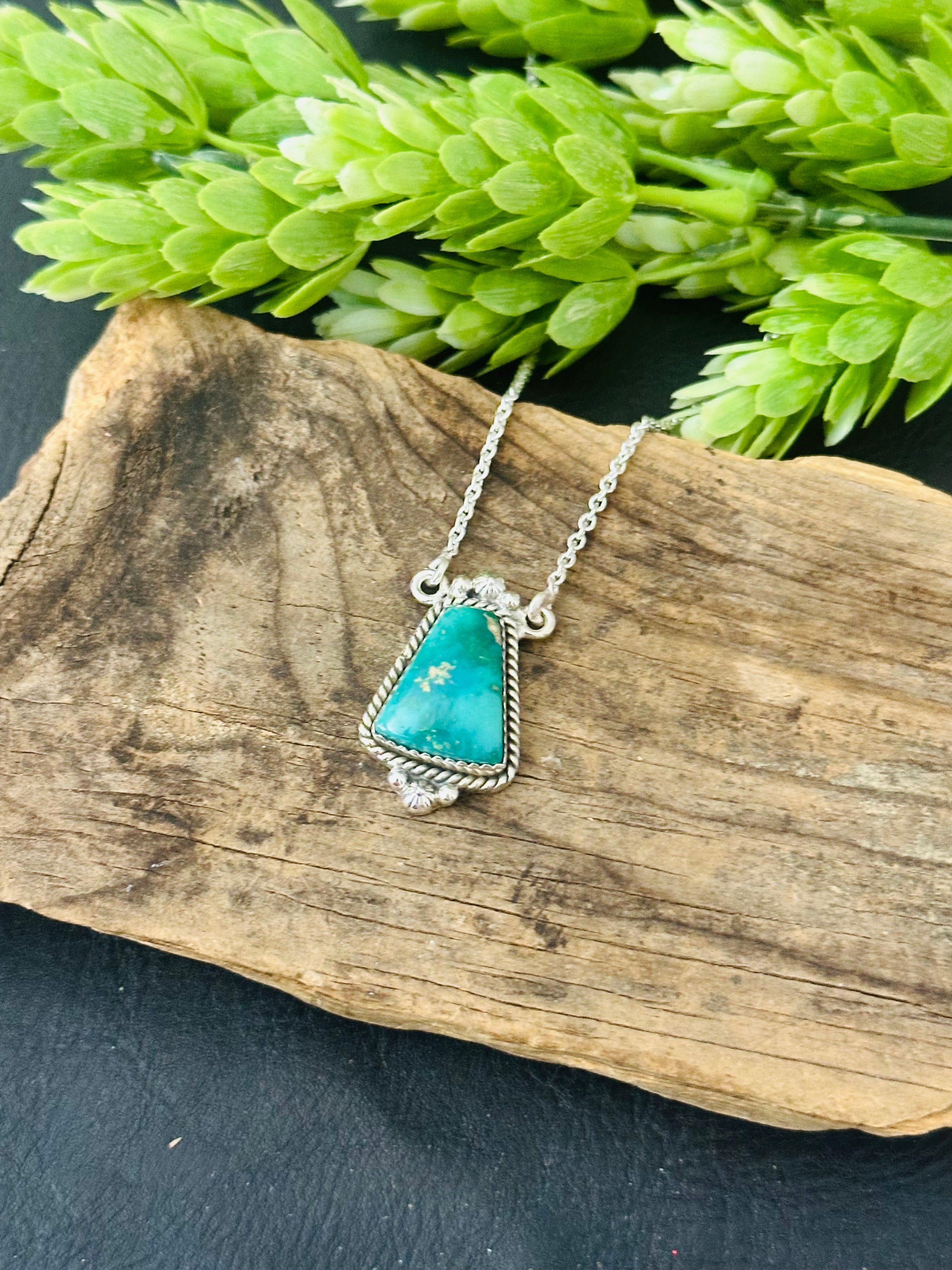 Southwest Handmade Blue Ridge Turquoise & Sterling Silver Necklace