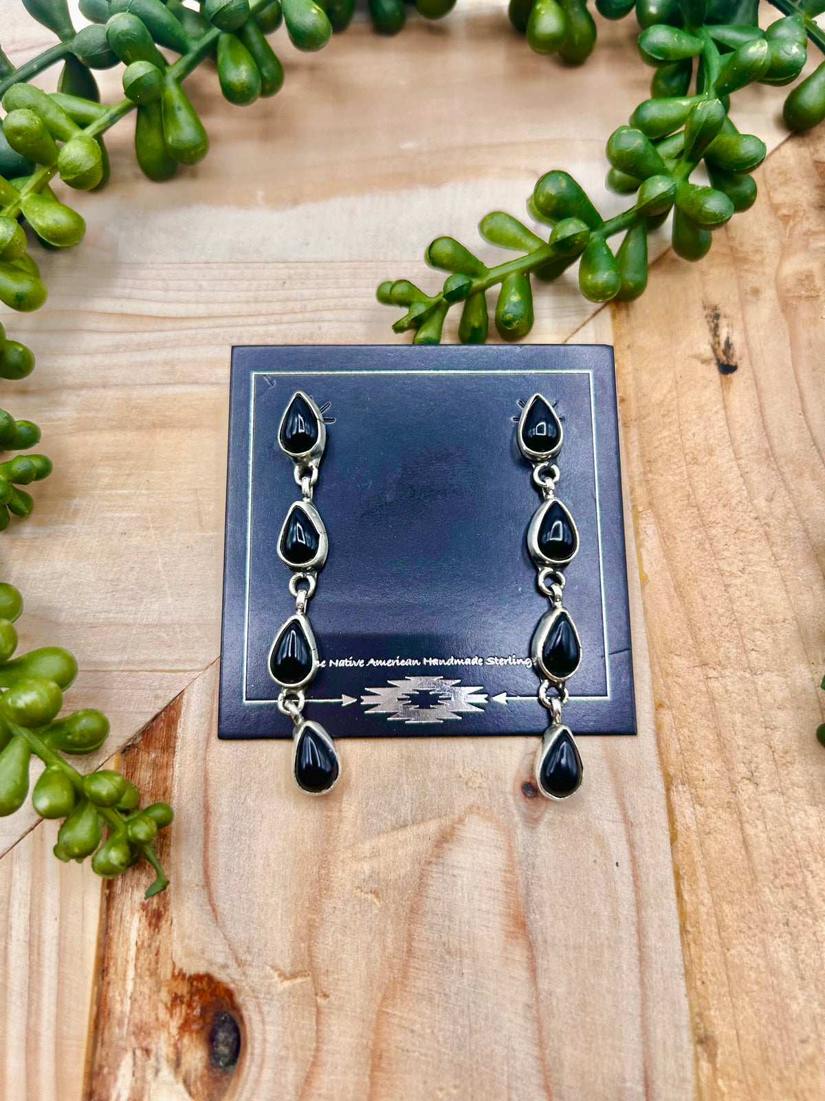 Nartha Silversmith Onyx & Sterling Silver Post Earrings