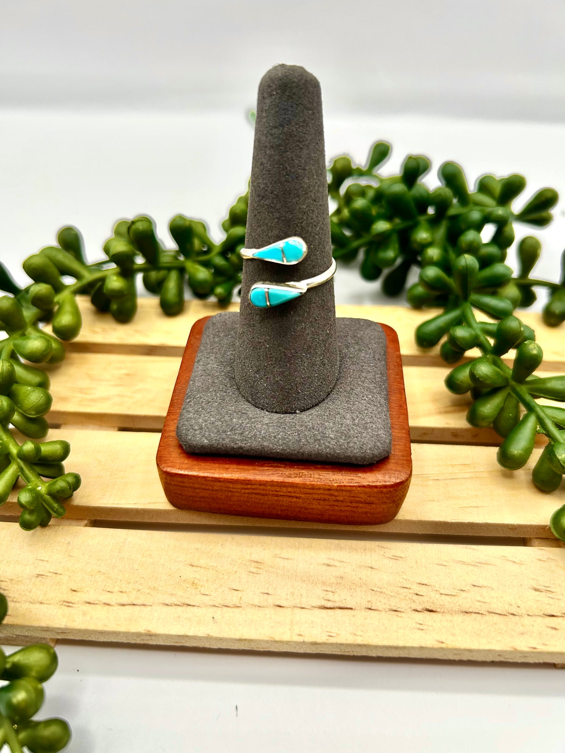 Navajo Made Kingman Turquoise & Sterling Silver Adjustable Ring