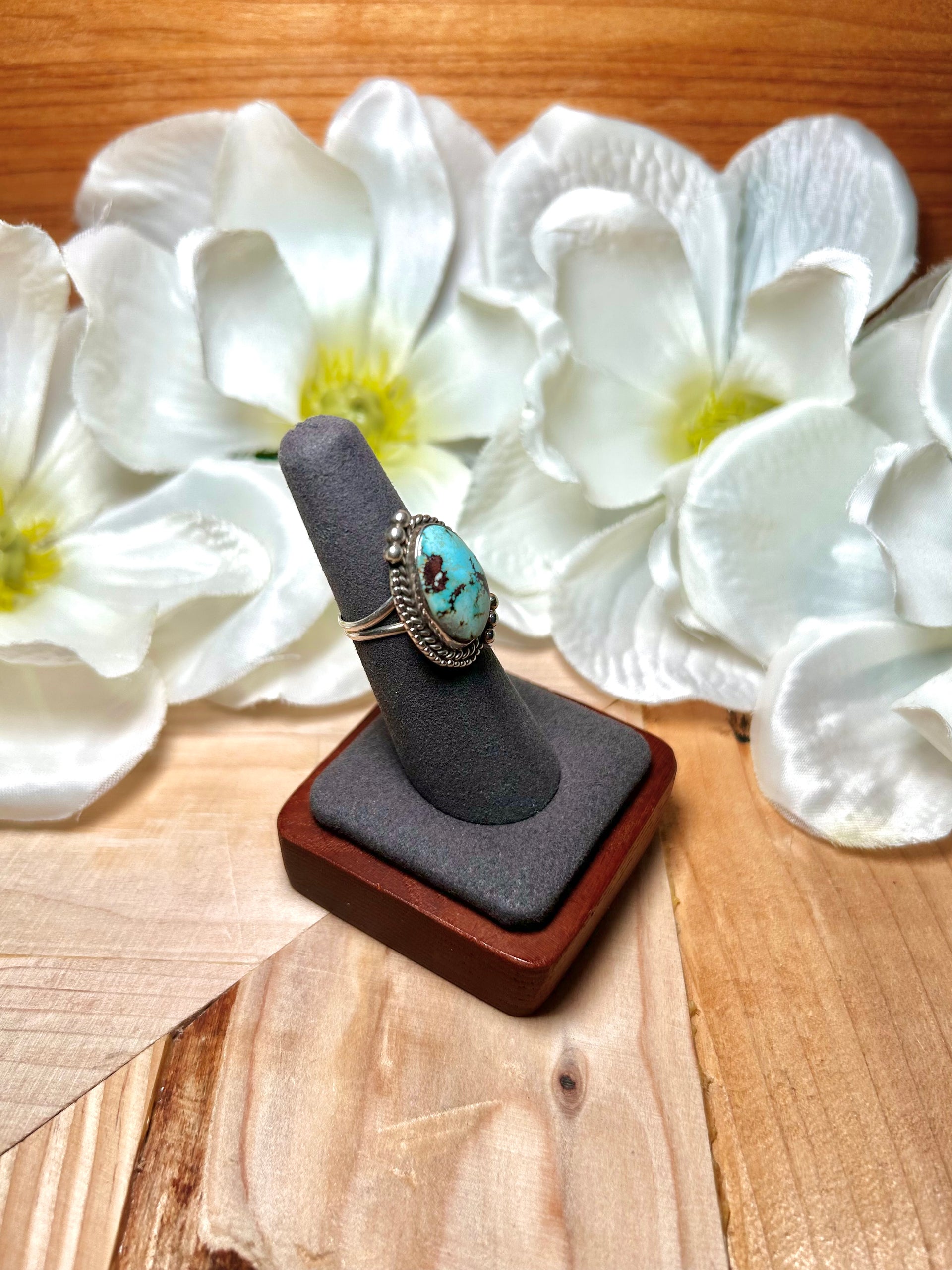 Navajo Made Golden Hill Turquoise & Sterling Silver Ring Size 6