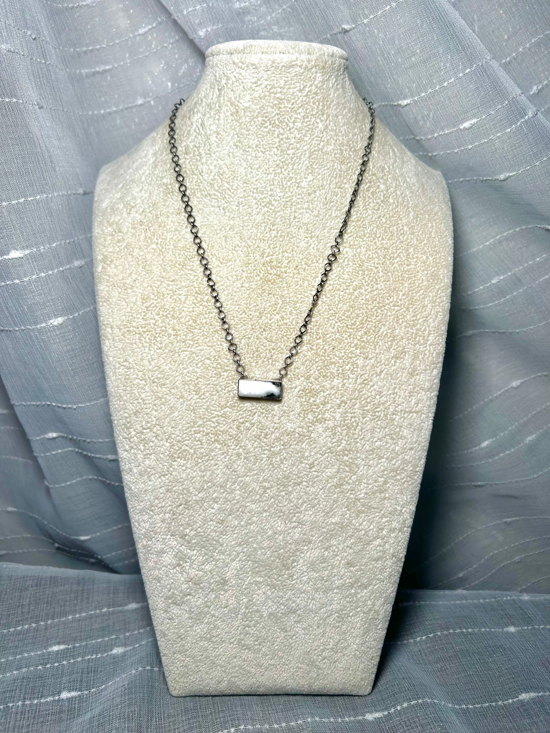 Navajo Made White Buffalo & Sterling Silver Necklace