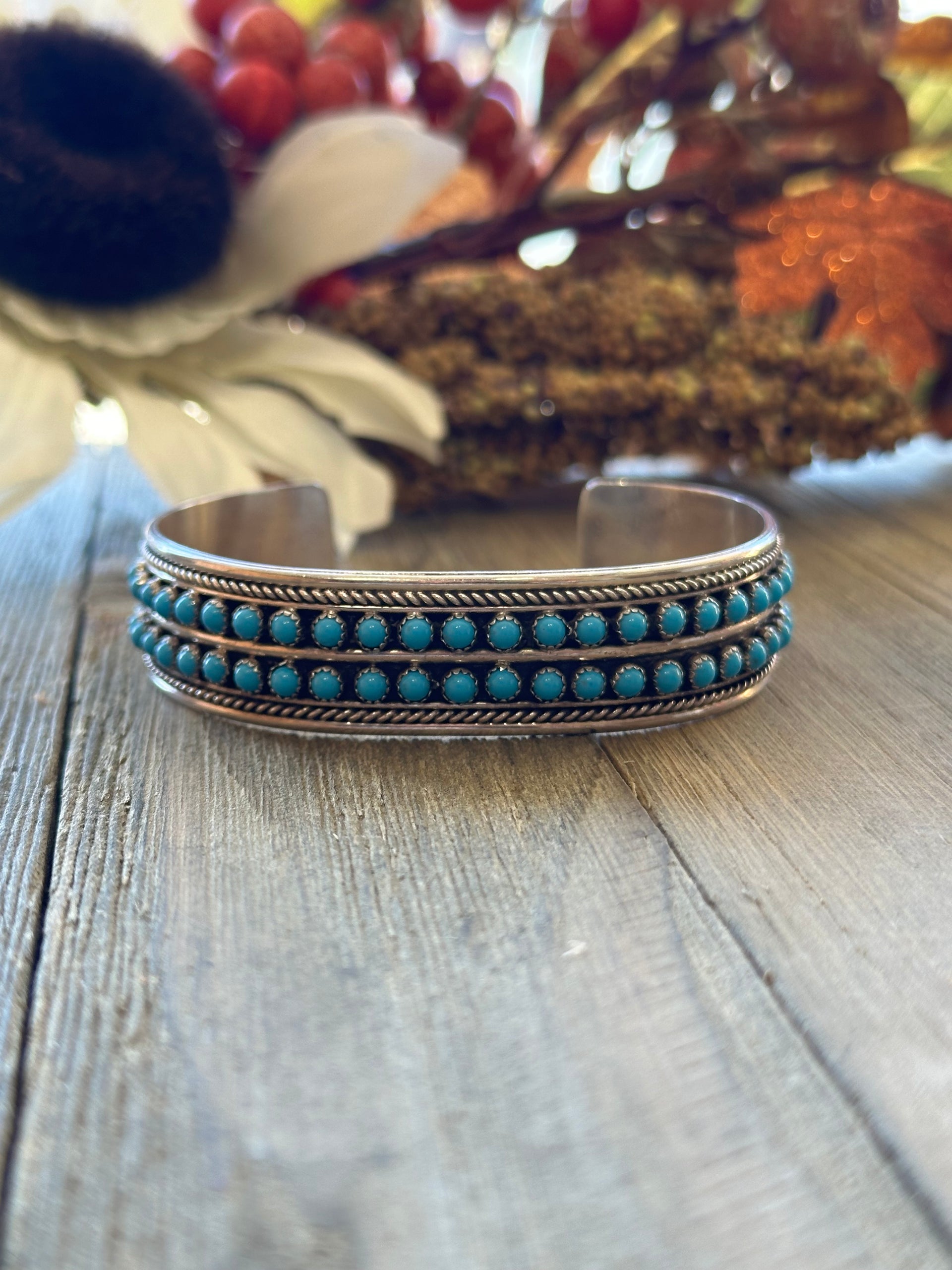 Navajo Made Turquoise & Sterling Silver Cuff Bracelet