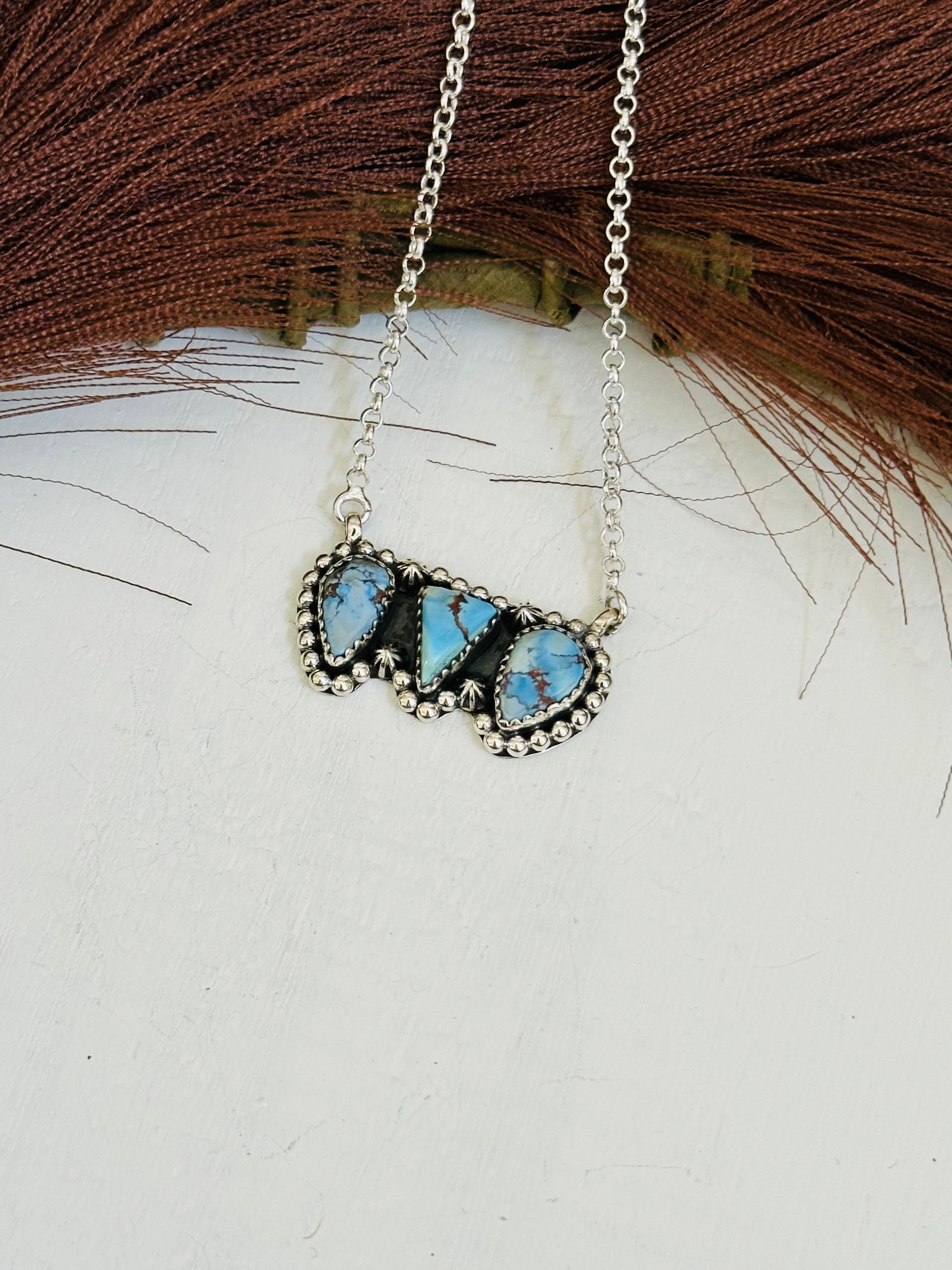 TTD “Array” Golden Hills Turquoise & Sterling Silver Necklace