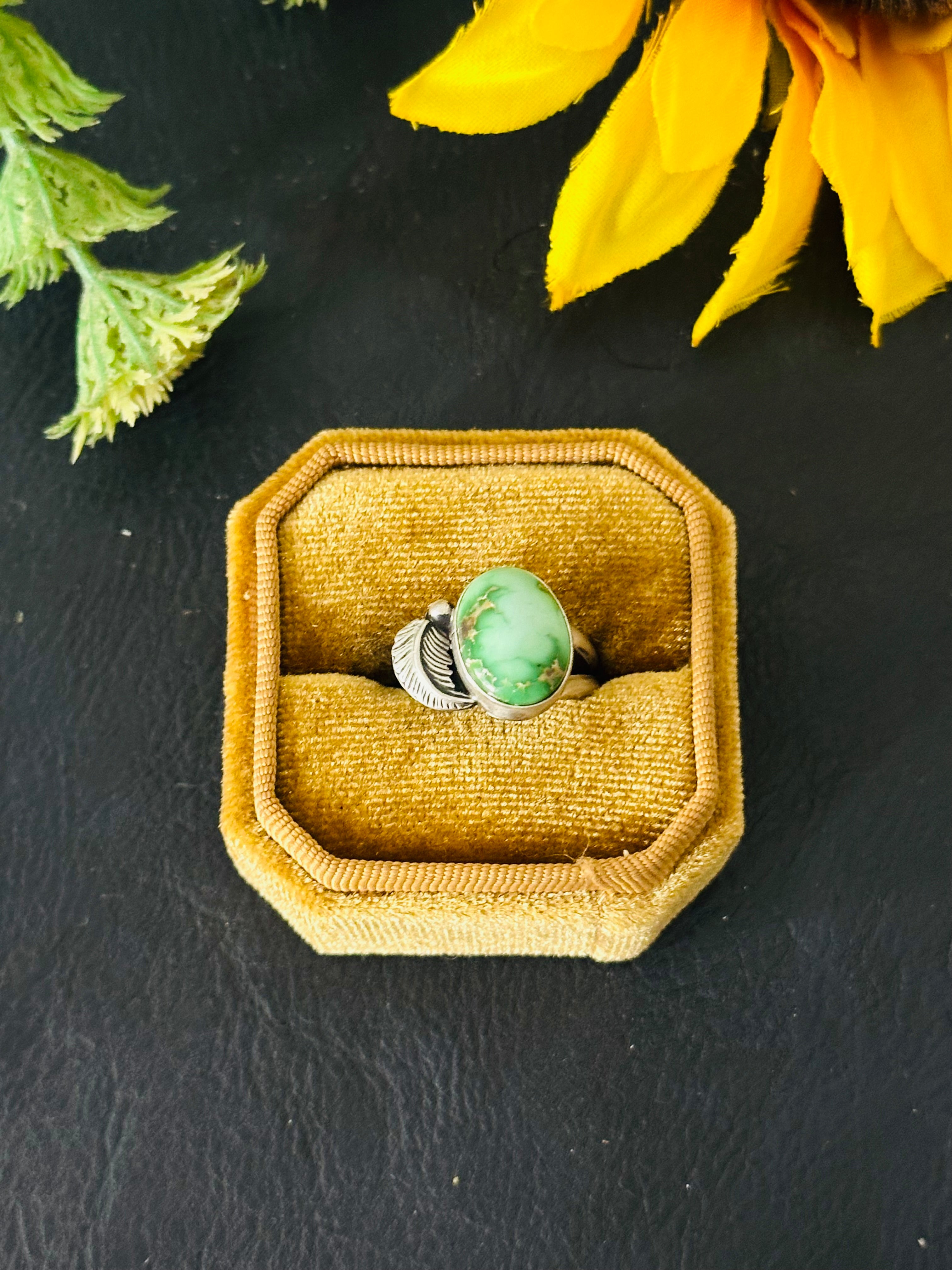 Navajo Made Emerald Valley Turquoise and Sterling Silver Ring