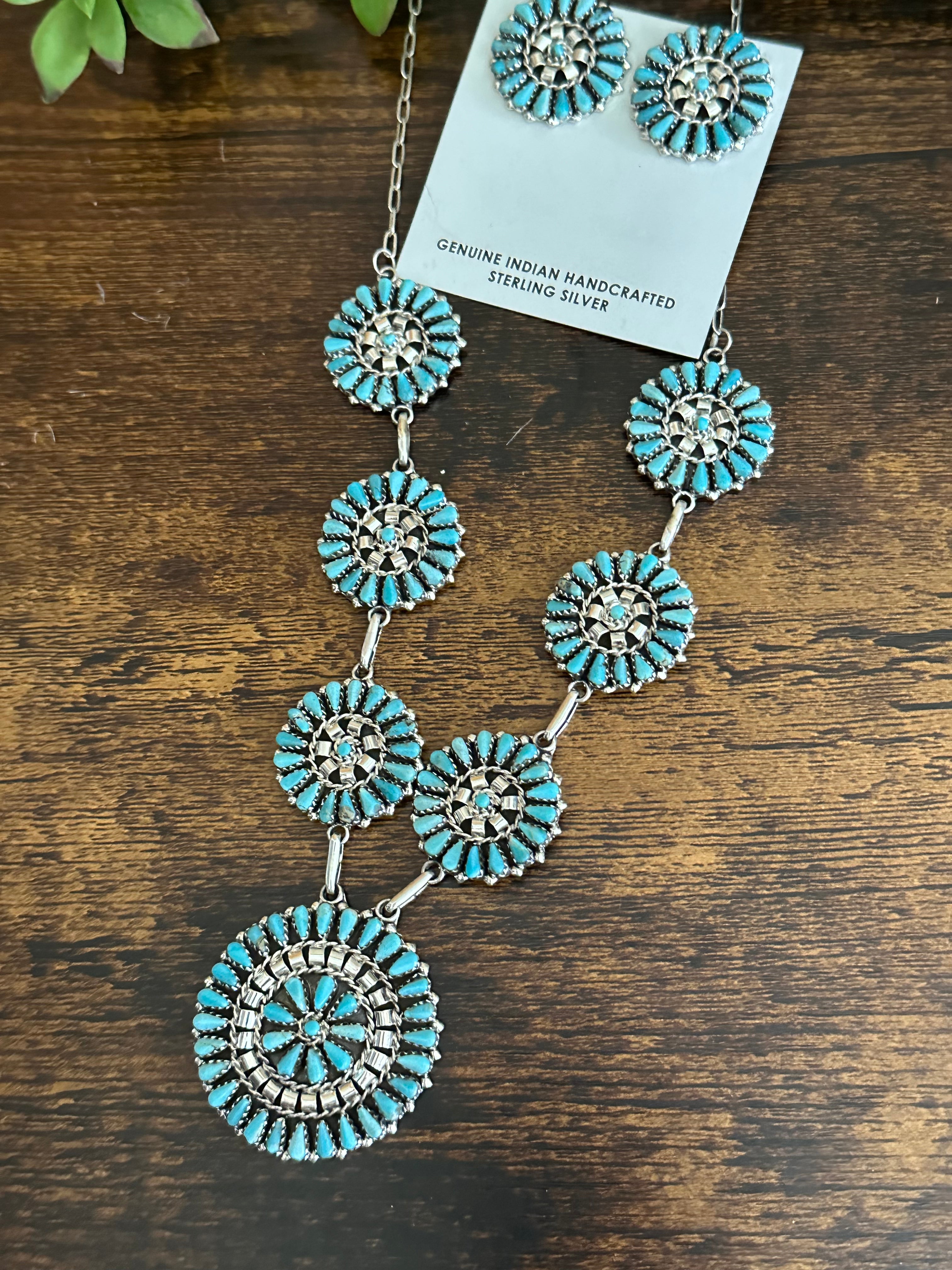 Lander Nez Kingman Turquoise & Sterling Silver Needle Point Set