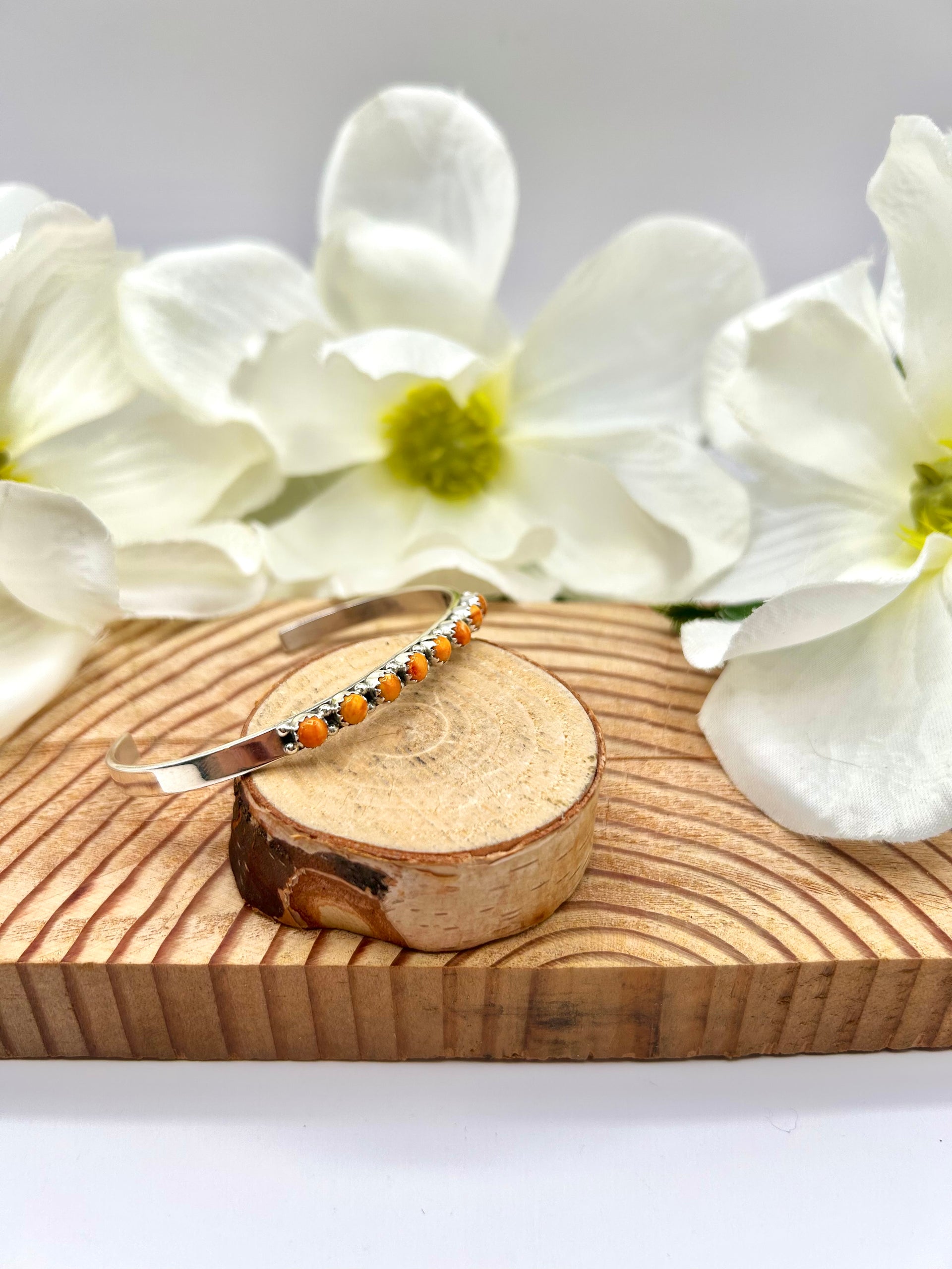 Navajo Made Spiny Oyster & Sterling Silver Cuff Bracelet