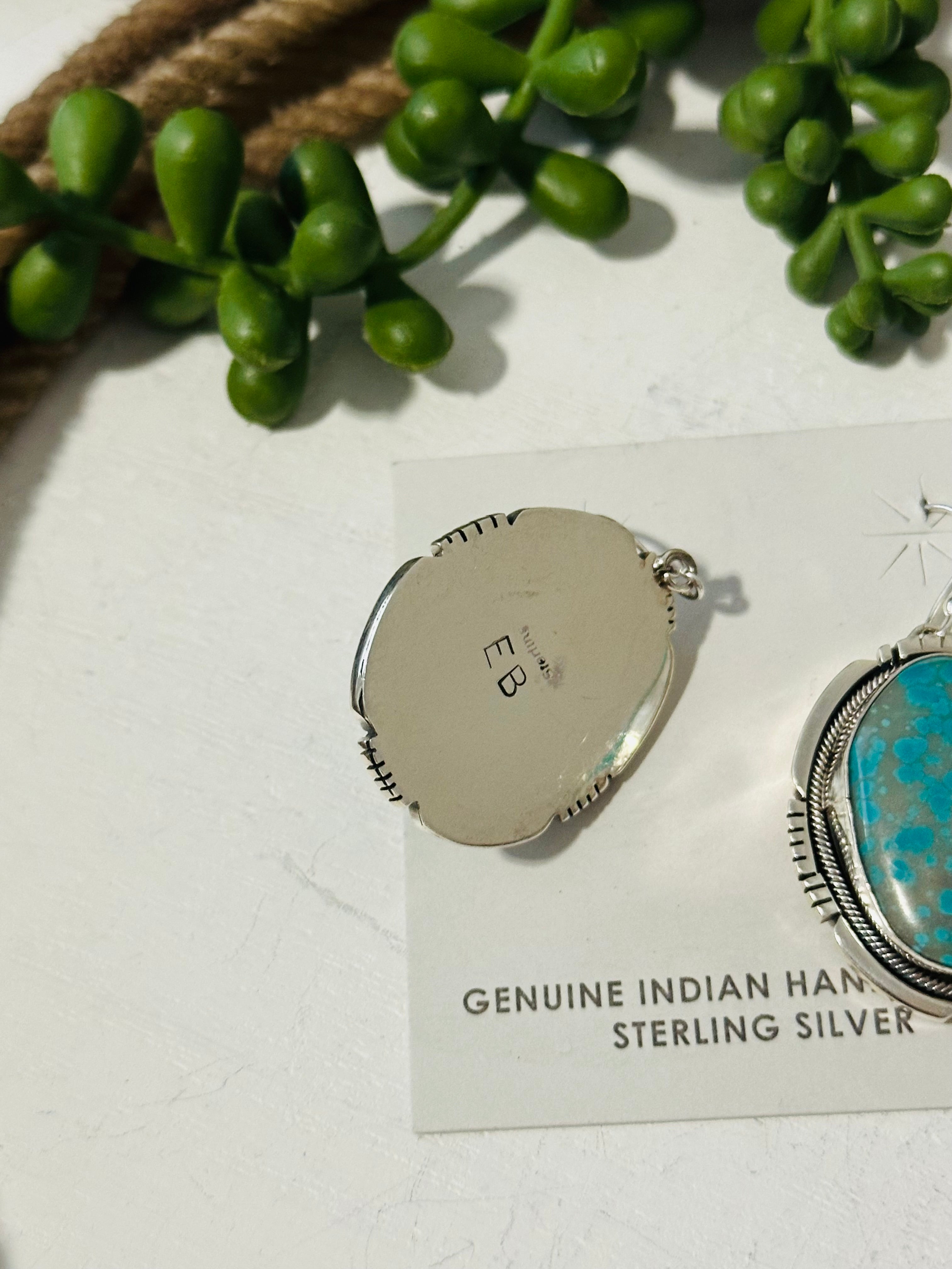 Navajo Made Kingman Turquoise & Sterling Silver Dangle Earrings