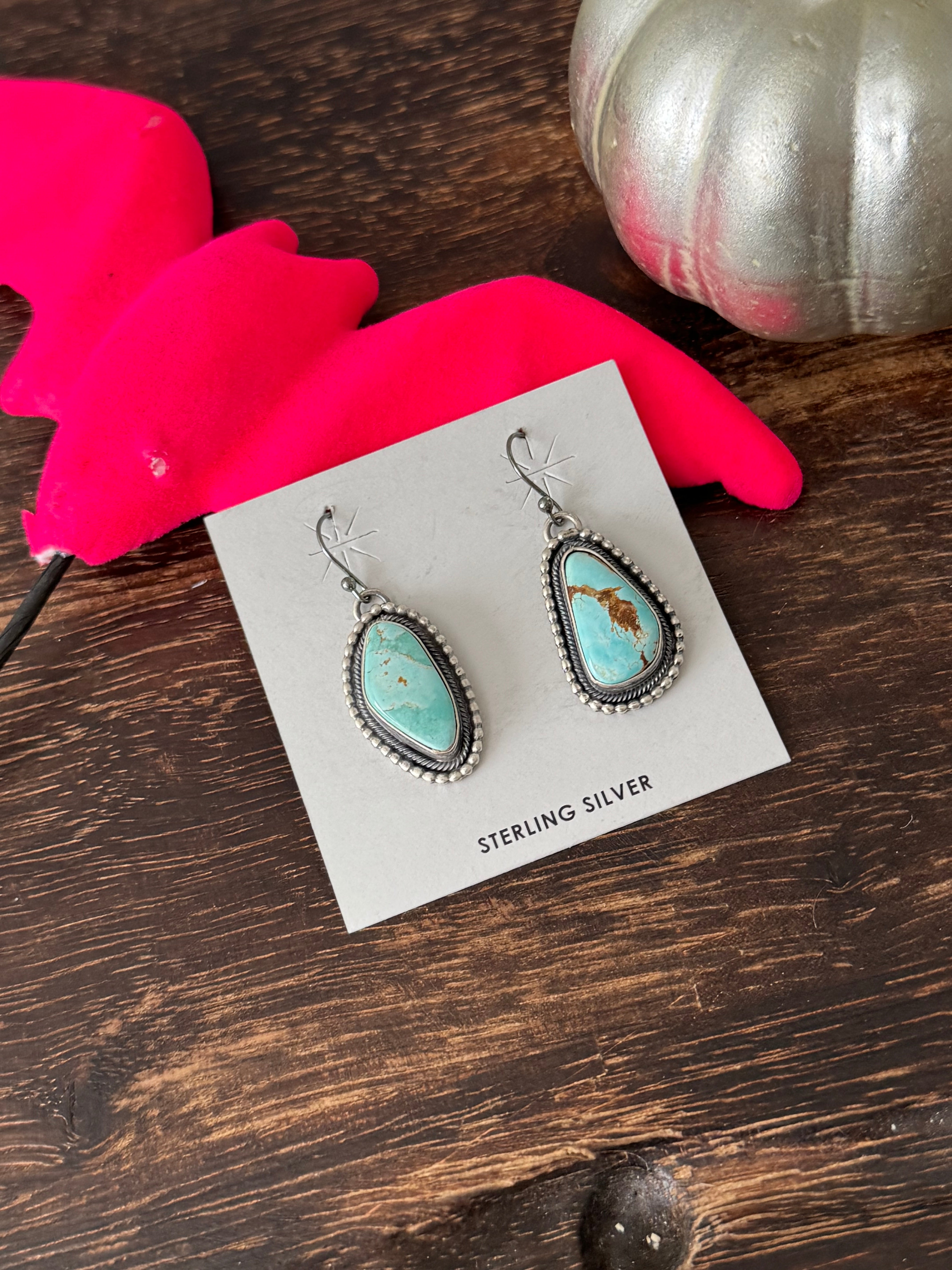 Randy Billy Royston Turquoise & Sterling Silver Dangle Earrings