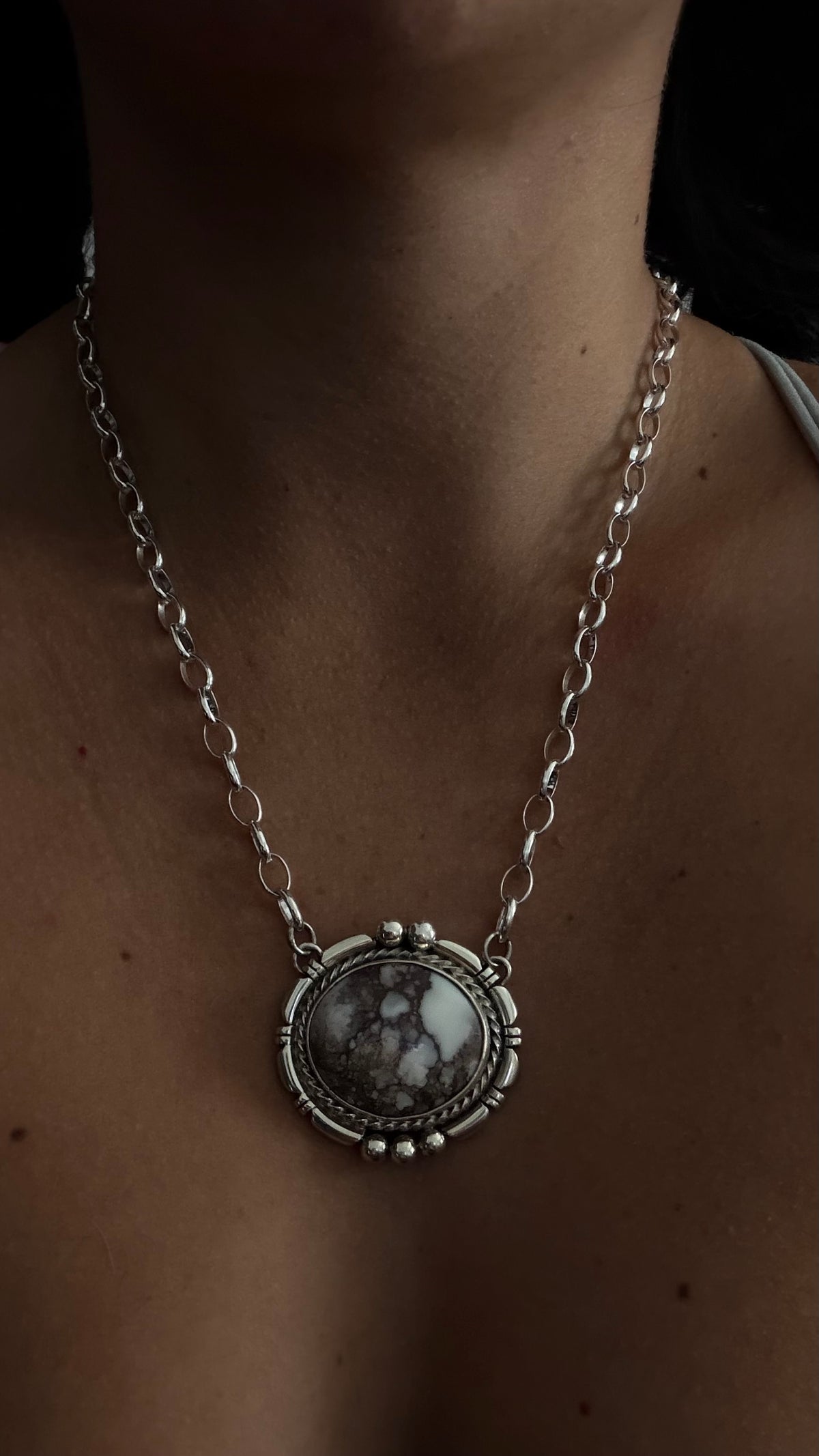 Larry Kaye Wild Horse Variscite & Sterling Silver Necklace