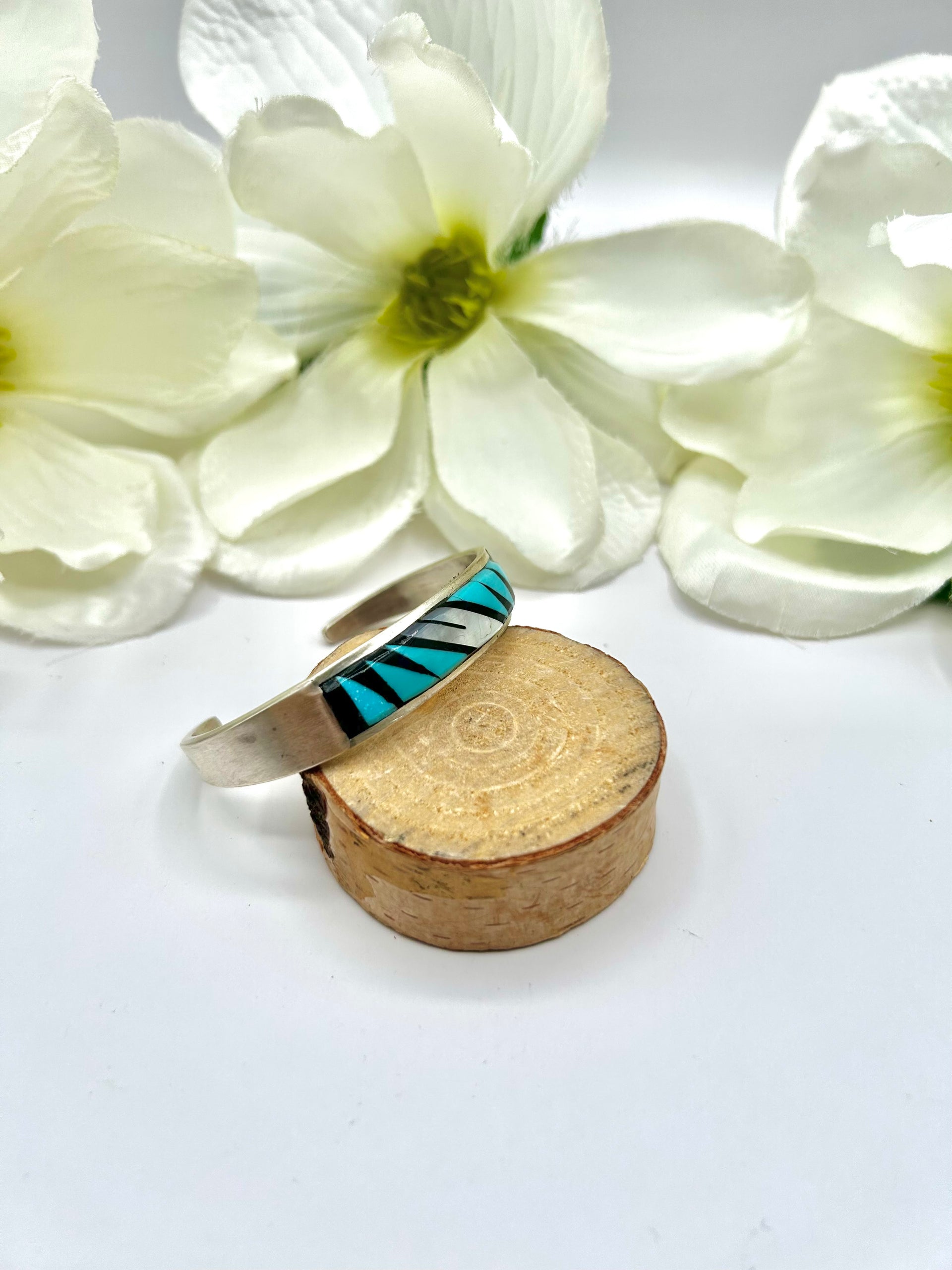 Zuni Made Multi Stone & Sterling Silver Cuff Bracelet